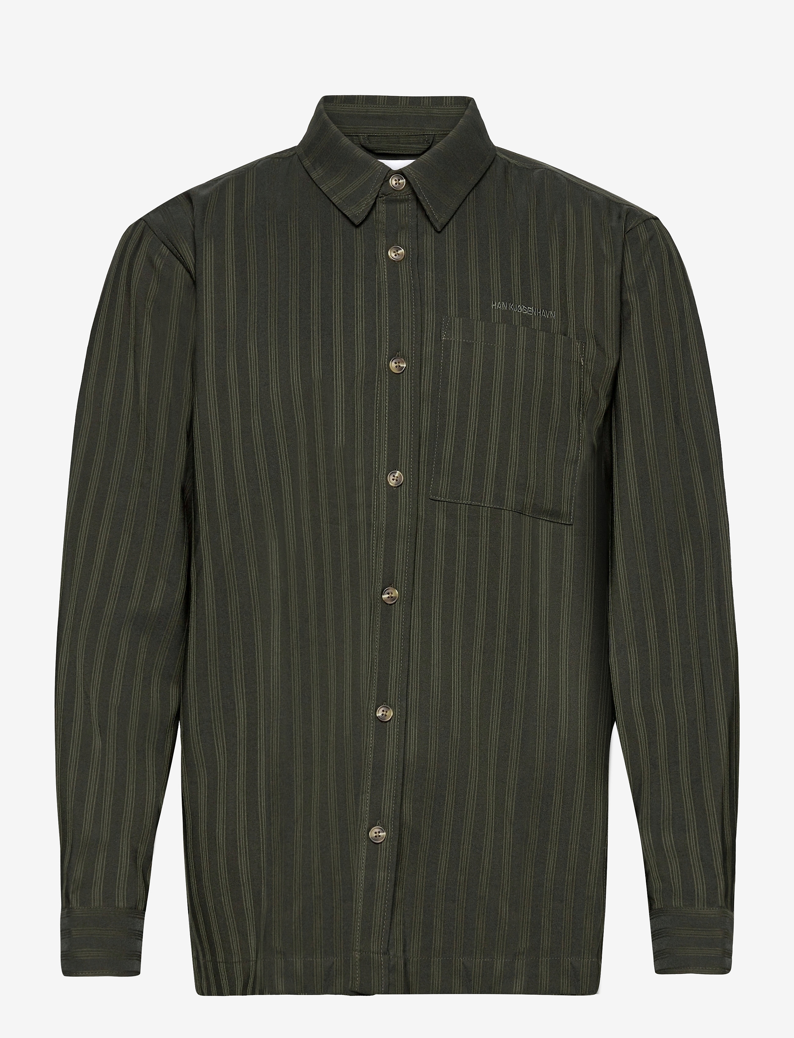 HAN Kjøbenhavn Clothing - Boxy Shirt - green stripe - 0