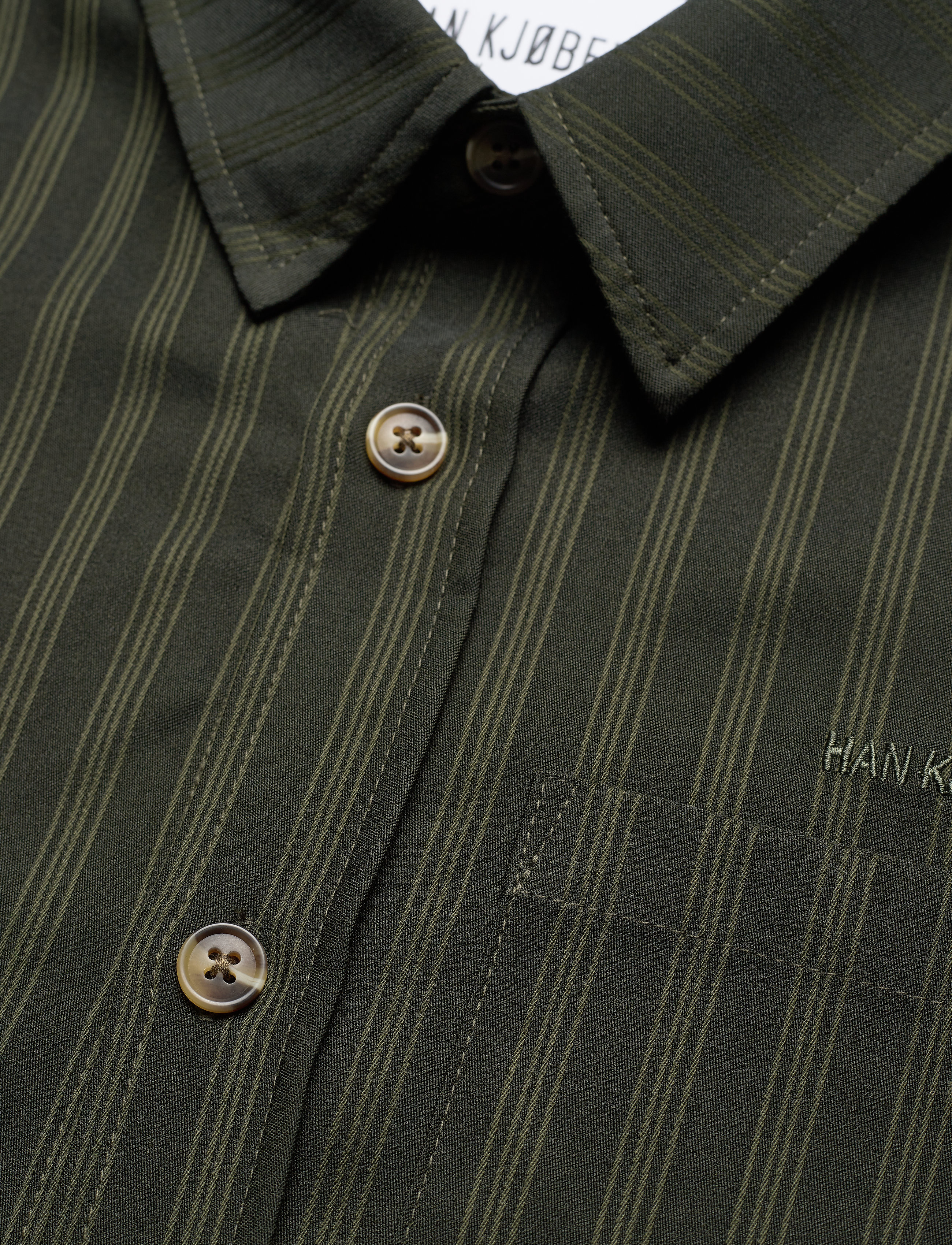 HAN Kjøbenhavn Clothing - Boxy Shirt - green stripe - 2