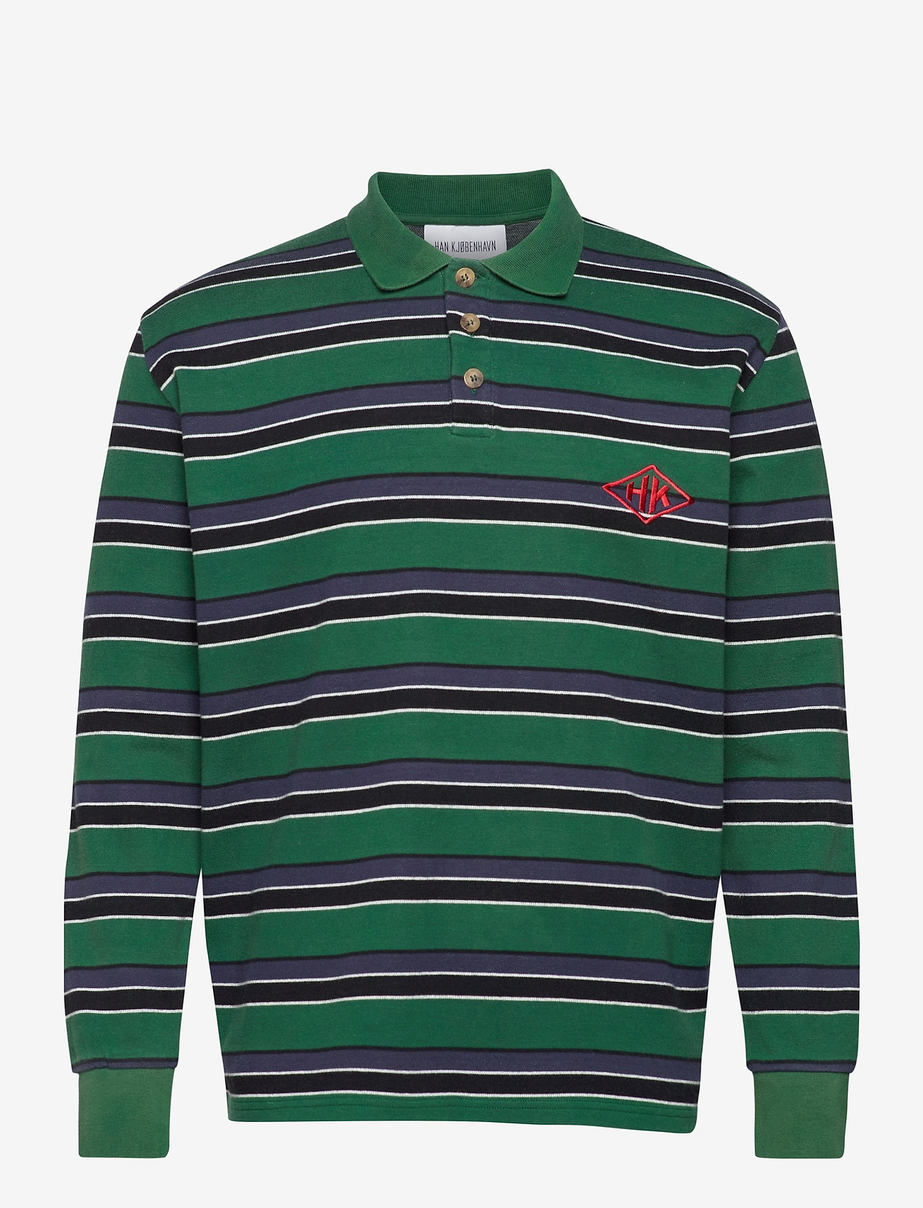 HAN Kjøbenhavn Clothing - Polo Tee Long Sleeve - multicolor green - 0