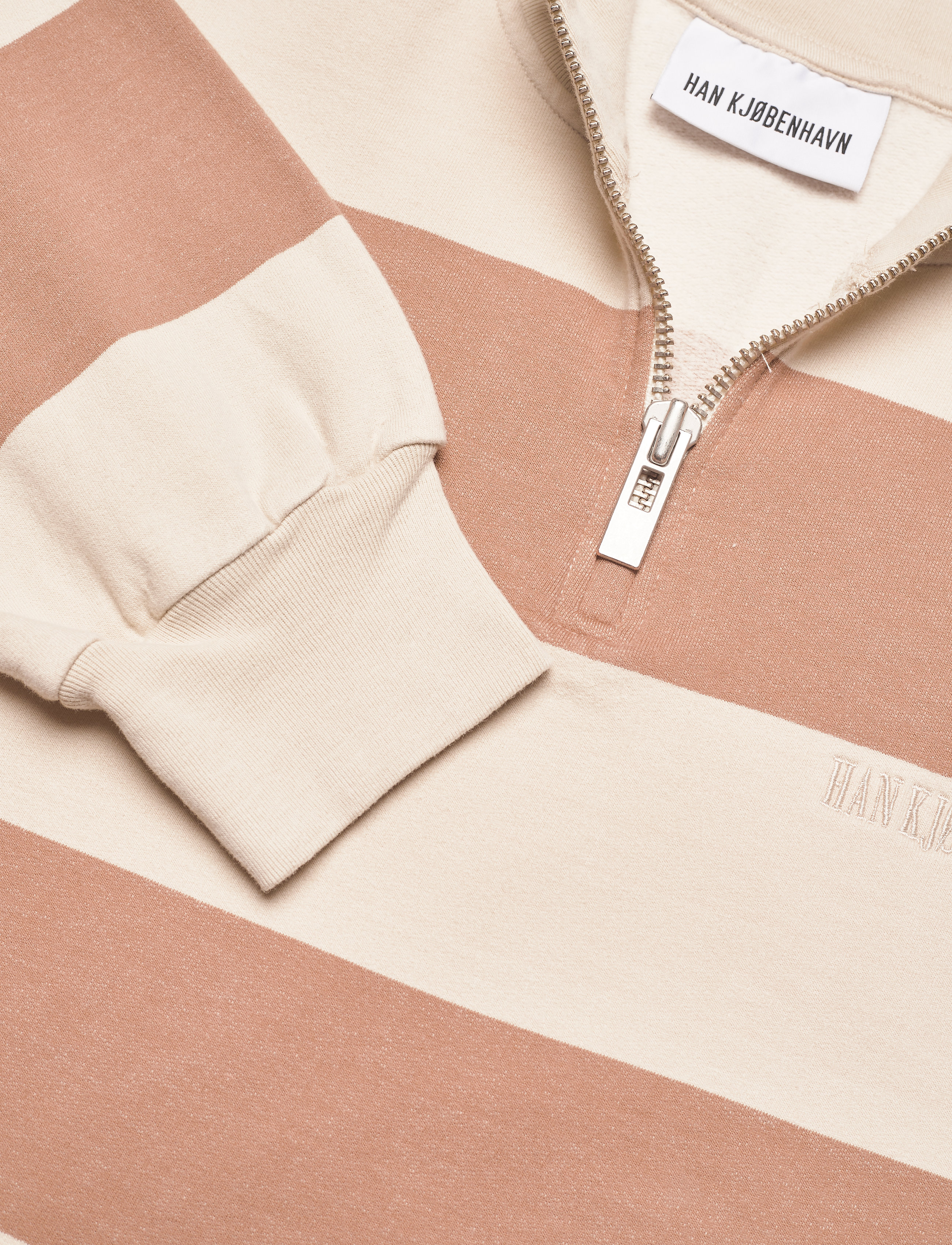 HAN Kjøbenhavn Clothing - Half Zip Sweat - off white stripe - 2