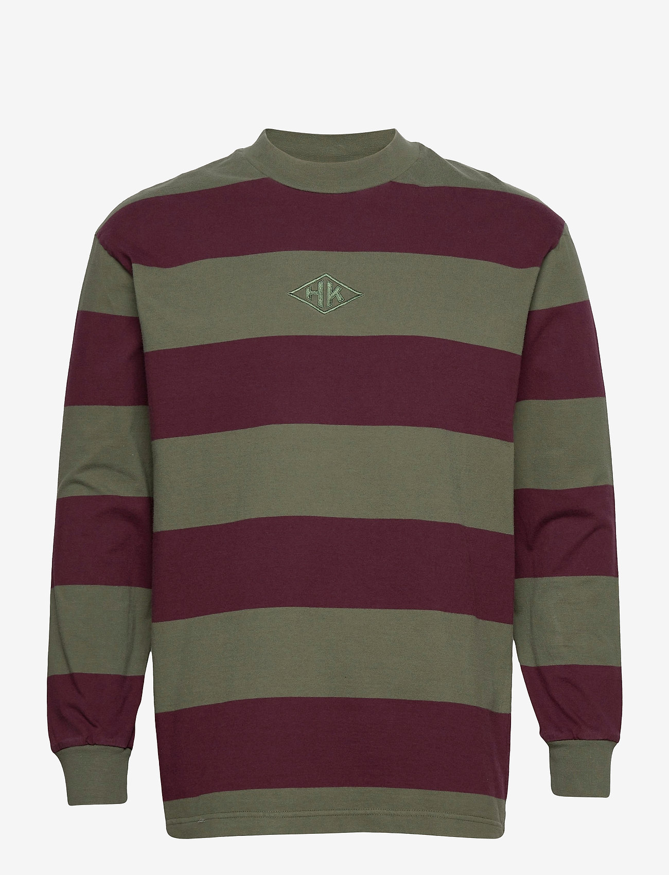 HAN Kjøbenhavn Clothing - Boxy Tee Long Sleeve - burgundy stripe - 0