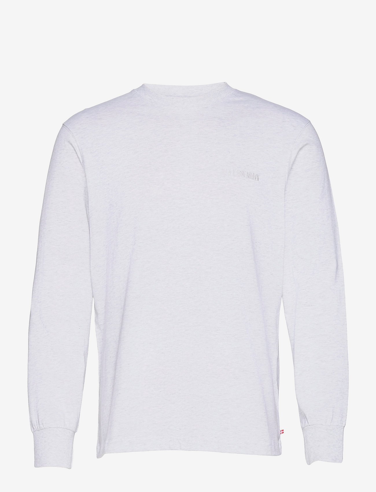 HAN Kjøbenhavn - Casual Tee Long Sleeve - långärmade t-shirts - light grey melange logo - 0