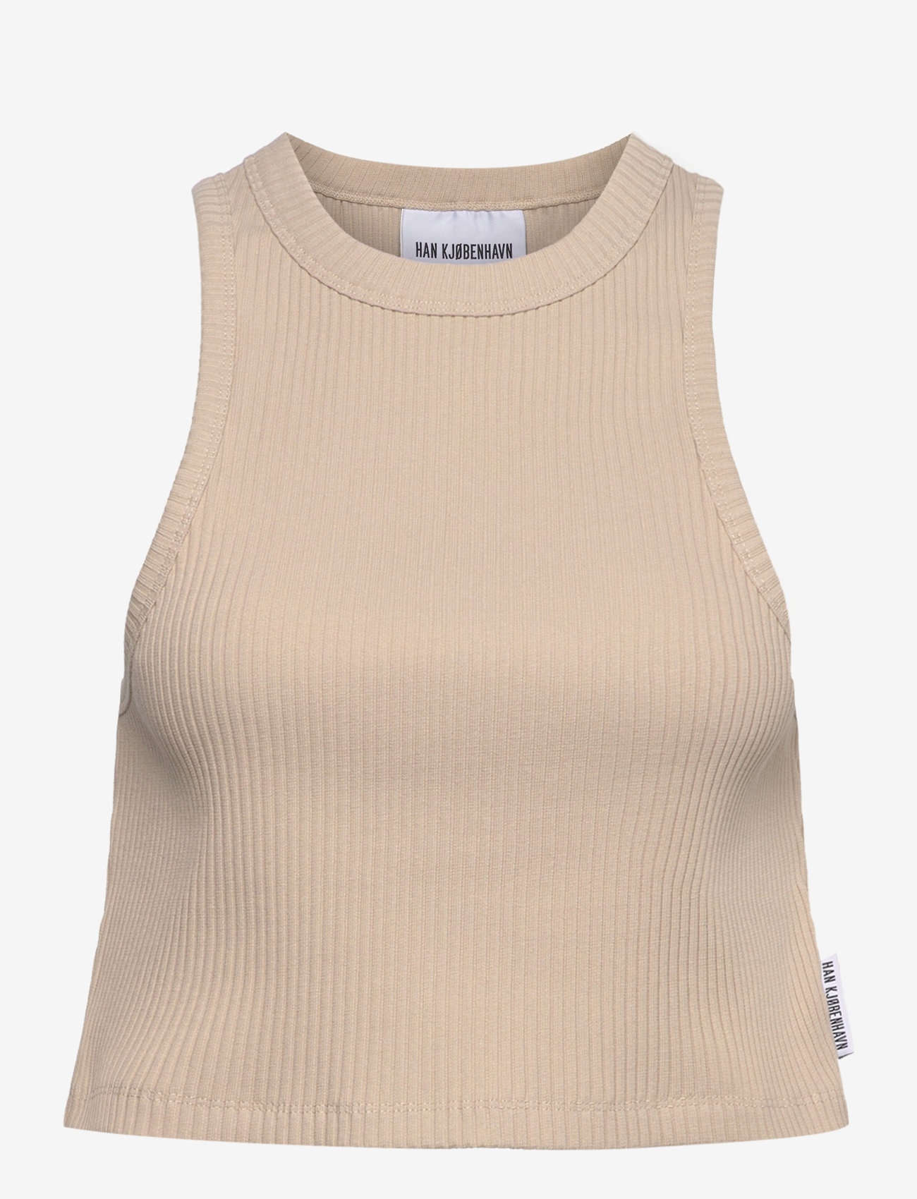 HAN Kjøbenhavn - Cropped Racer Top - crop tops - sand - 0