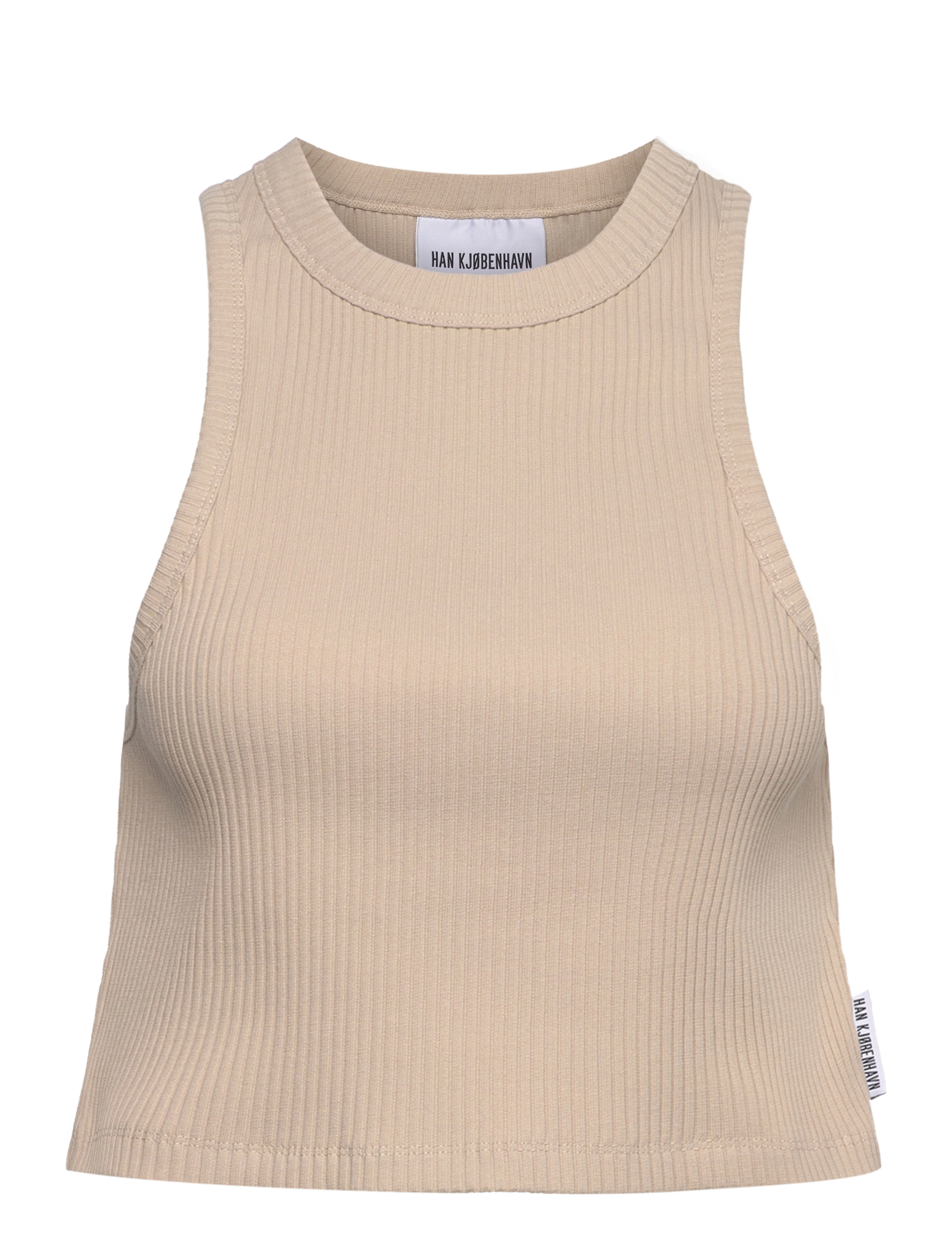 HAN Kjøbenhavn Cropped Racer Top - Tøj - SAND / beige