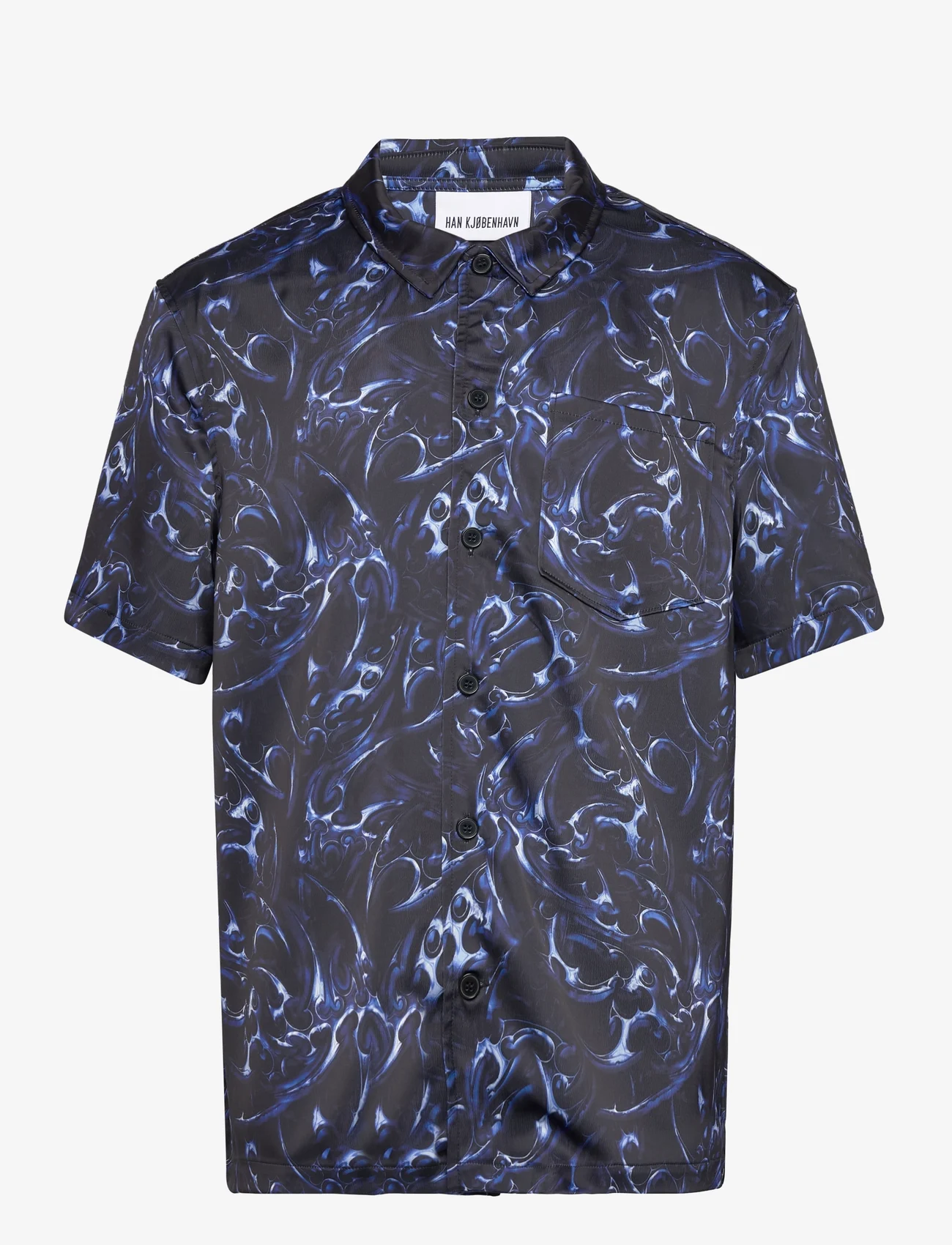 HAN Kjøbenhavn - Chrome Tribal Printed Summer Shirt - kortärmade skjortor - blue - 0