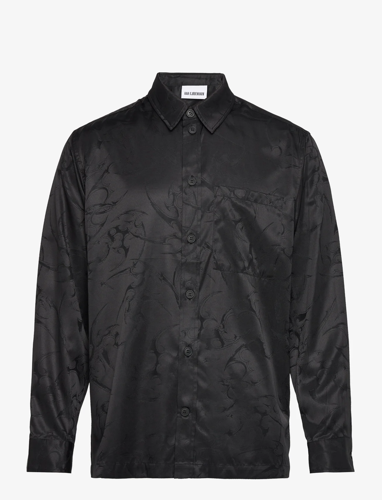 HAN Kjøbenhavn - Jacquard Boxy Shirt - tavalised t-särgid - black - 0