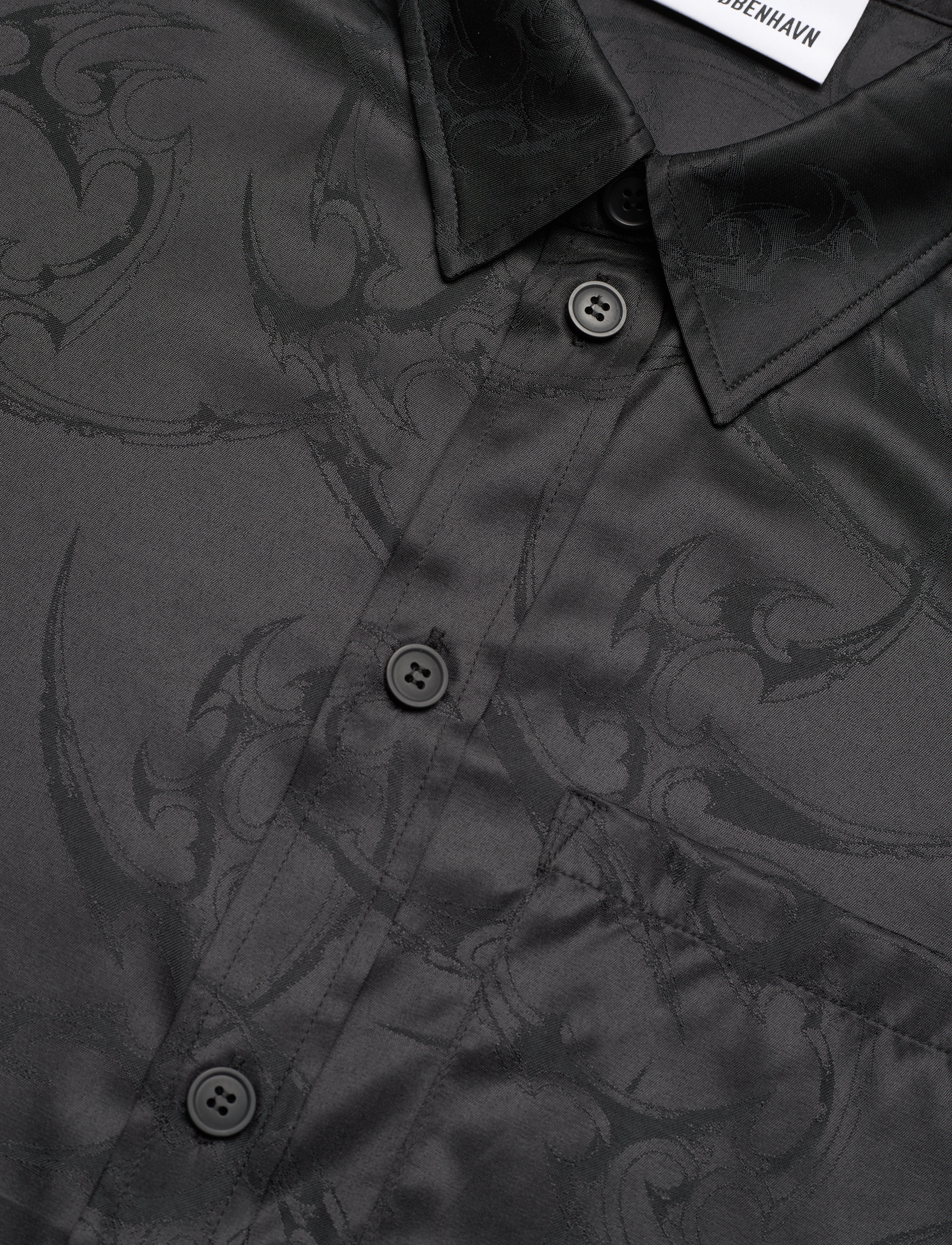 HAN Kjøbenhavn - Jacquard Boxy Shirt - black - 3