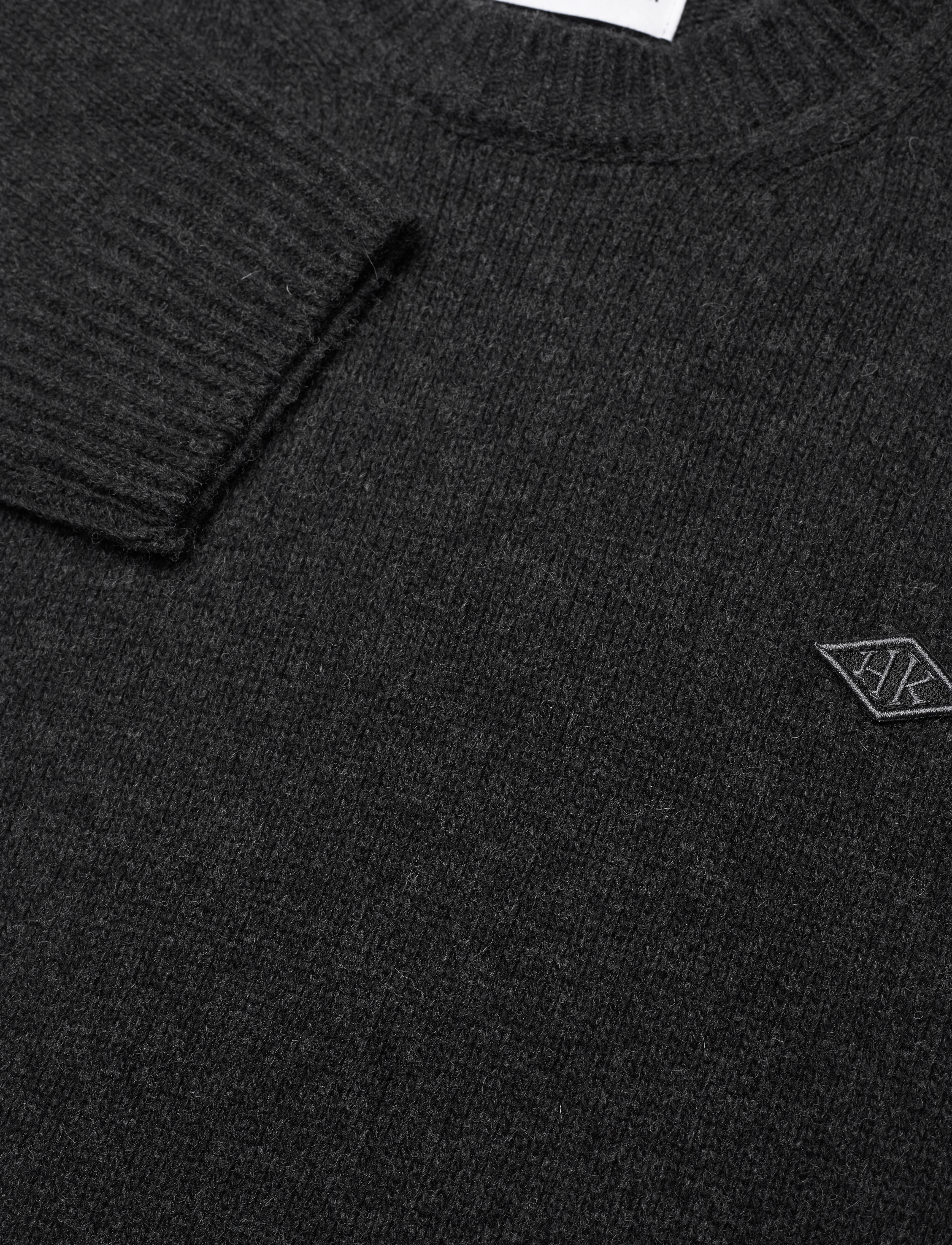 HAN Kjøbenhavn - Logo Crewneck Knit - black melange - 2