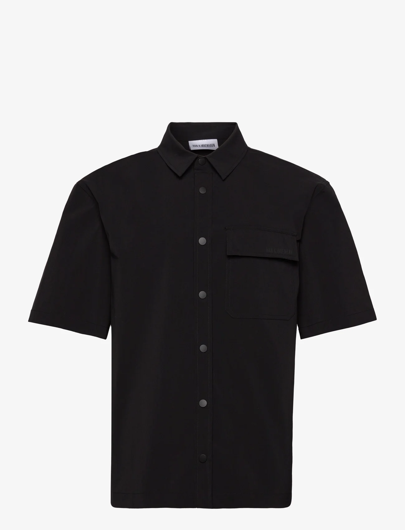 HAN Kjøbenhavn - Nylon Short Sleeve Shirt - peruskauluspaidat - black - 0