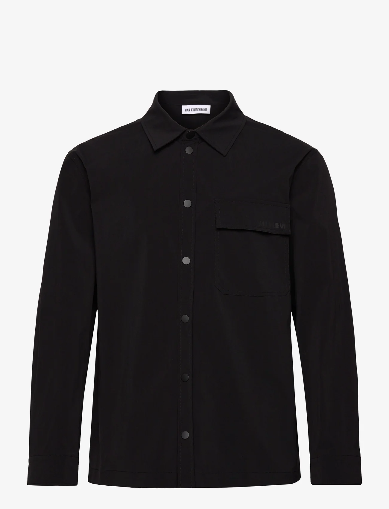 HAN Kjøbenhavn - Nylon Patch Pocket Shirt Long Sleeve - herren - black - 0