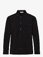 Nylon Patch Pocket Shirt Long Sleeve - BLACK