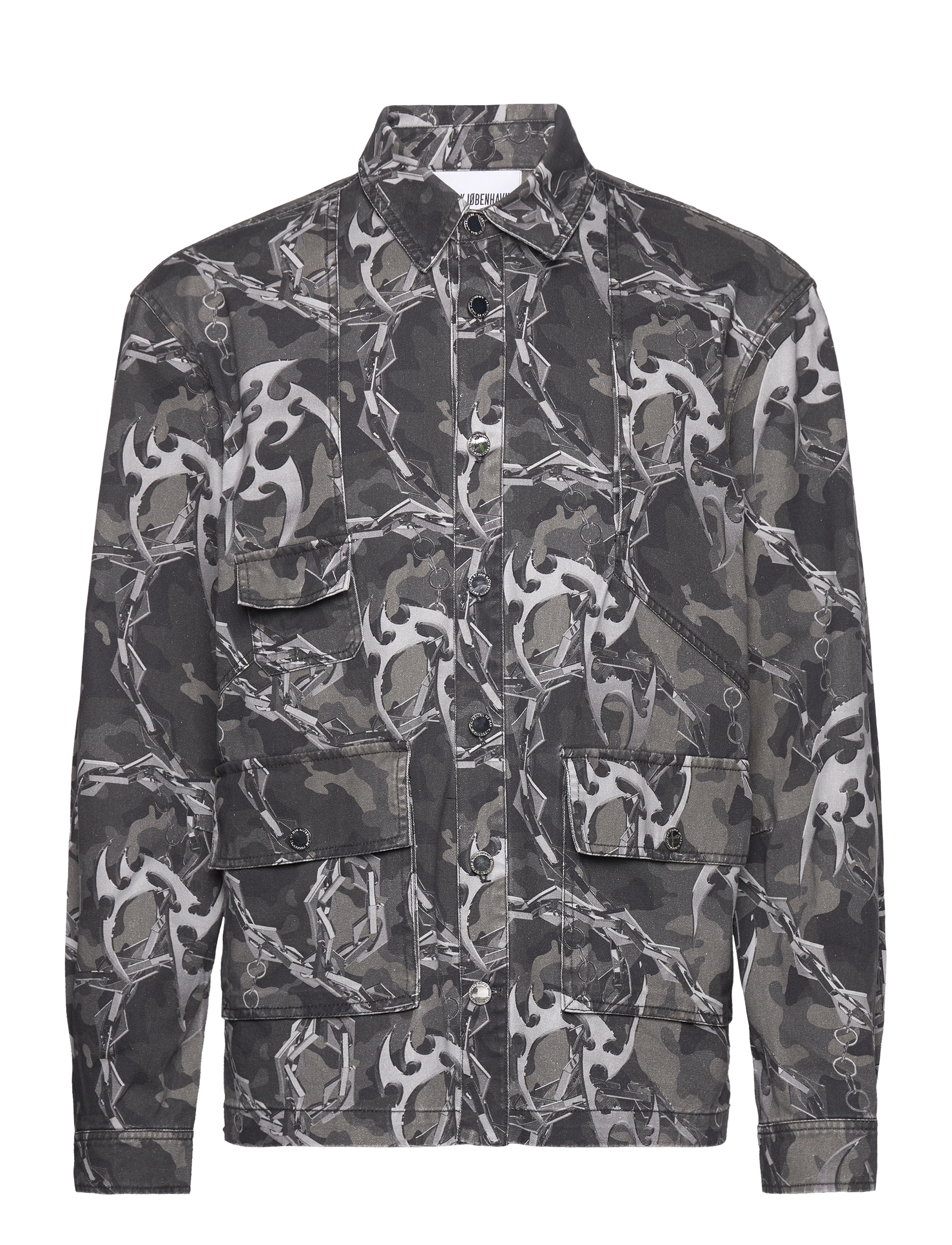 HAN Kjøbenhavn Camo Printed Utility Shirt - Overshirts - CAMO / grey