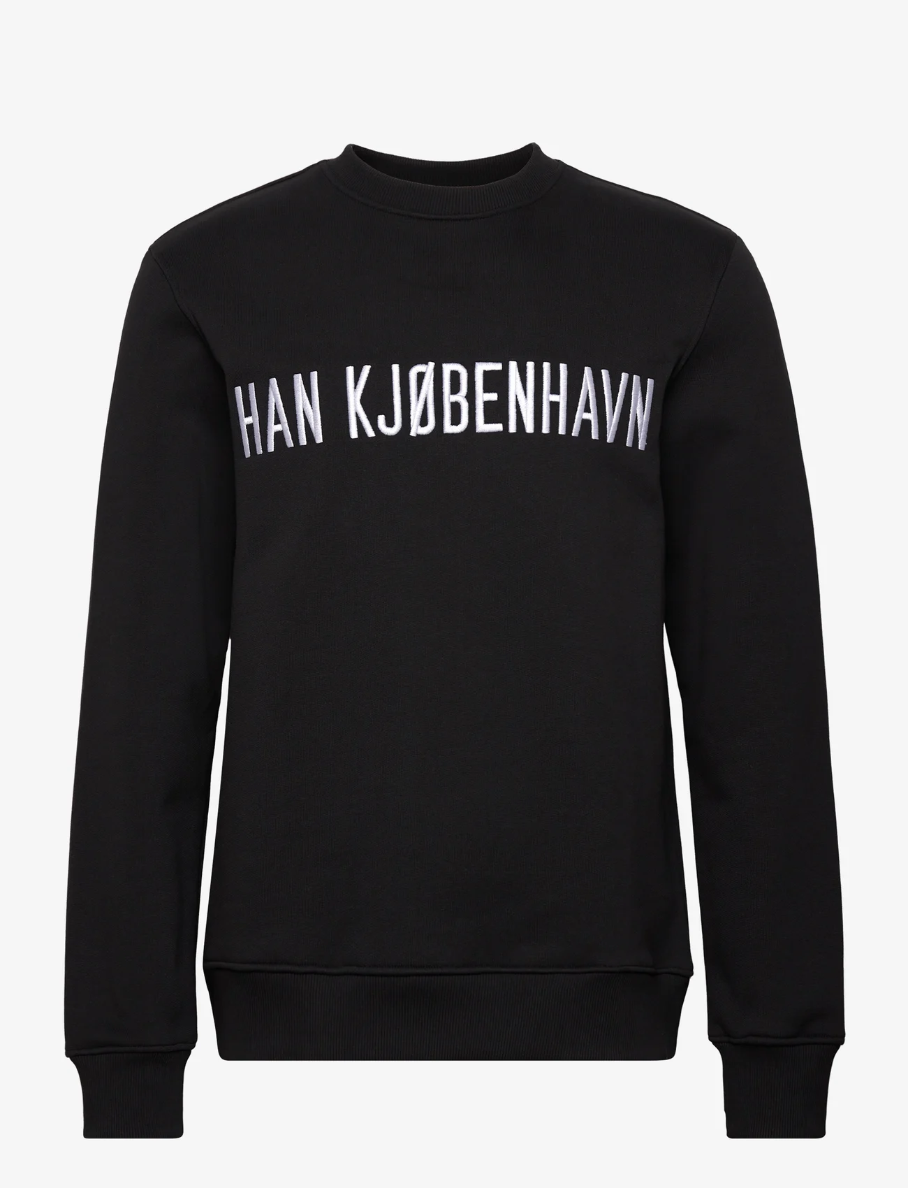 HAN Kjøbenhavn - Logo Regular Crewneck - medvilniniai megztiniai - black - 0