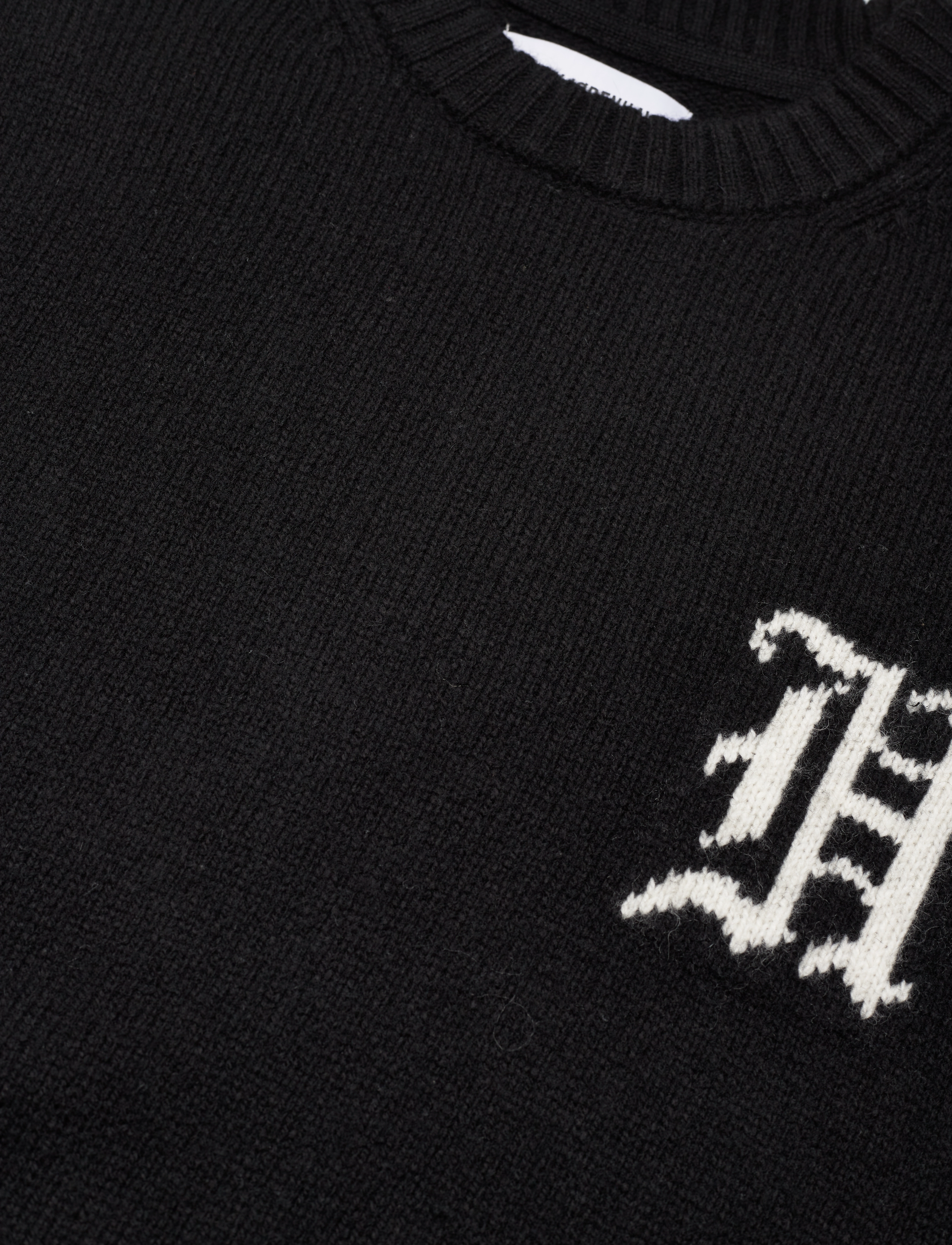 HAN Kjøbenhavn - Intarsia Logo Crewneck Knit - black - 2