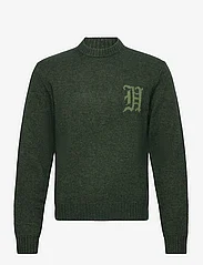 HAN Kjøbenhavn - Intarsia Logo Crewneck Knit - megztinis su apvalios formos apykakle - dark green - 0