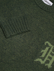 HAN Kjøbenhavn - Intarsia Logo Crewneck Knit - knitted round necks - dark green - 2