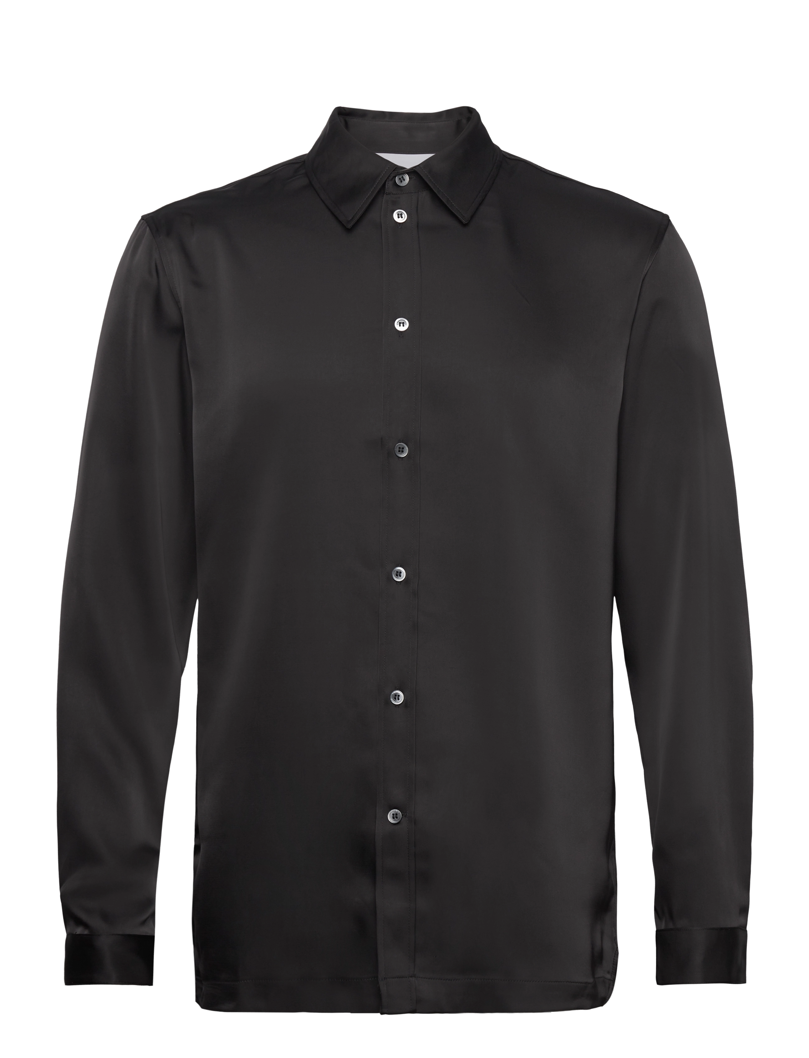 HAN Kjøbenhavn Supper Satin Printed L/S Shirt - Skjorter - BLACK / black