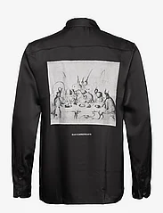 HAN Kjøbenhavn - Supper Satin Printed L/S Shirt - casual shirts - black - 1