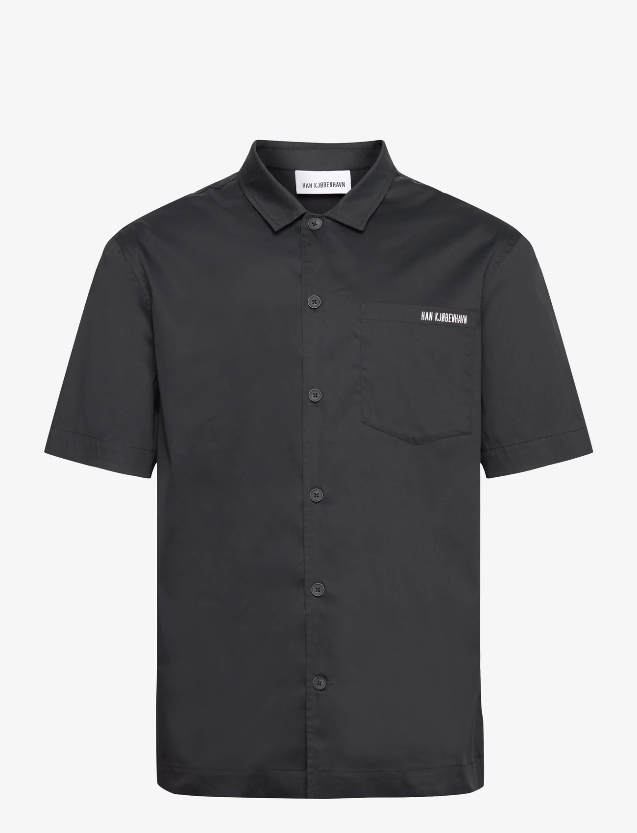 HAN Kjøbenhavn - Logo Camp-Collar Shirt - kortærmede skjorter - black - 0