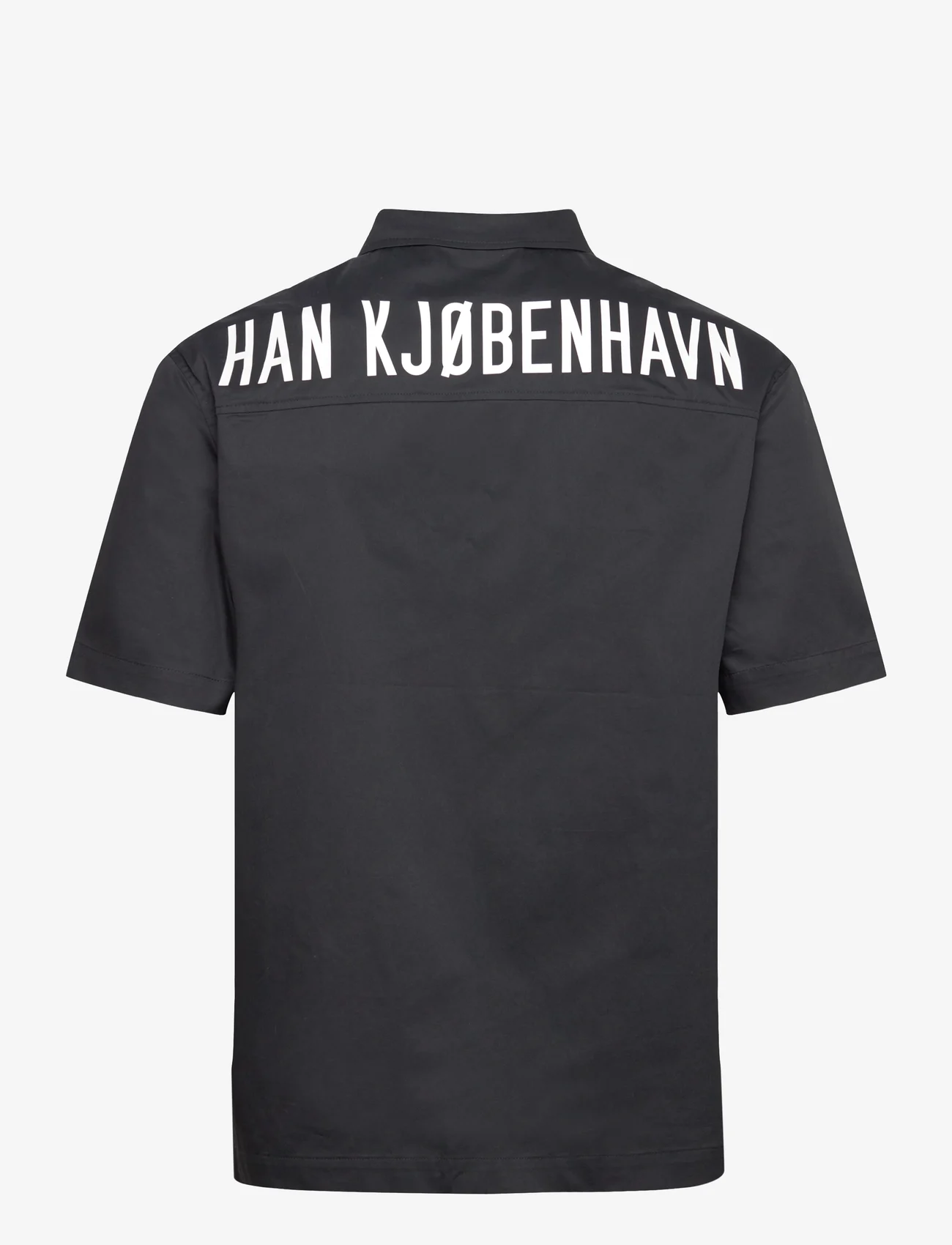 HAN Kjøbenhavn - Logo Camp-Collar Shirt - krótki rękaw - black - 1