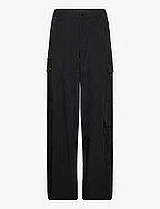 Washed Technical Cargo Trousers - BLACK