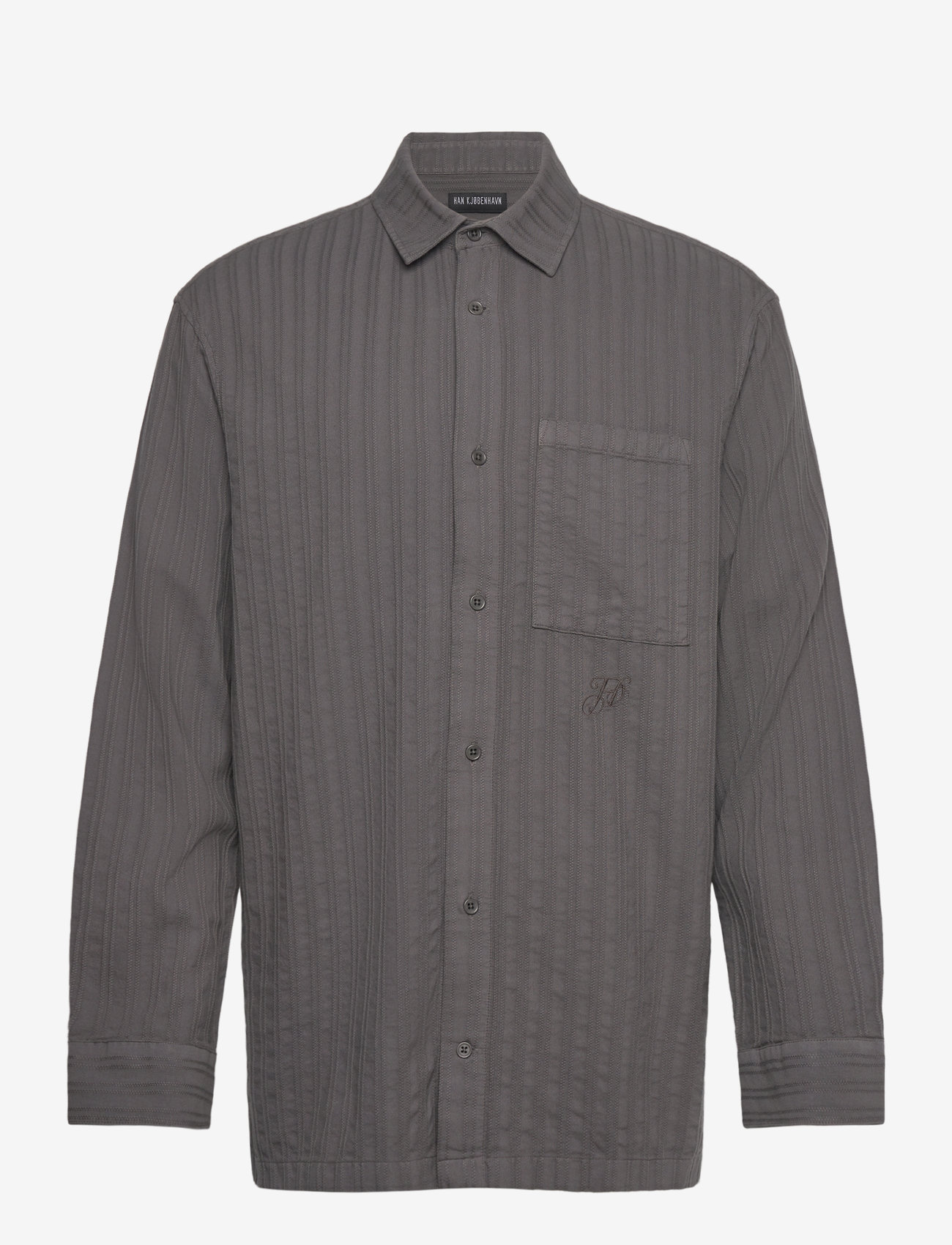 HAN Kjøbenhavn - Relaxed Striped Shirt - vabaajasärgid - warm dark grey - 0