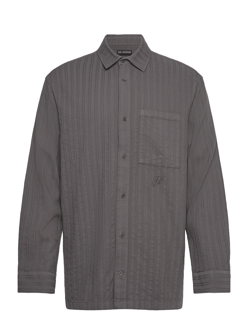 HAN Kjøbenhavn - Relaxed Striped Shirt - vabaajasärgid - warm dark grey - 0