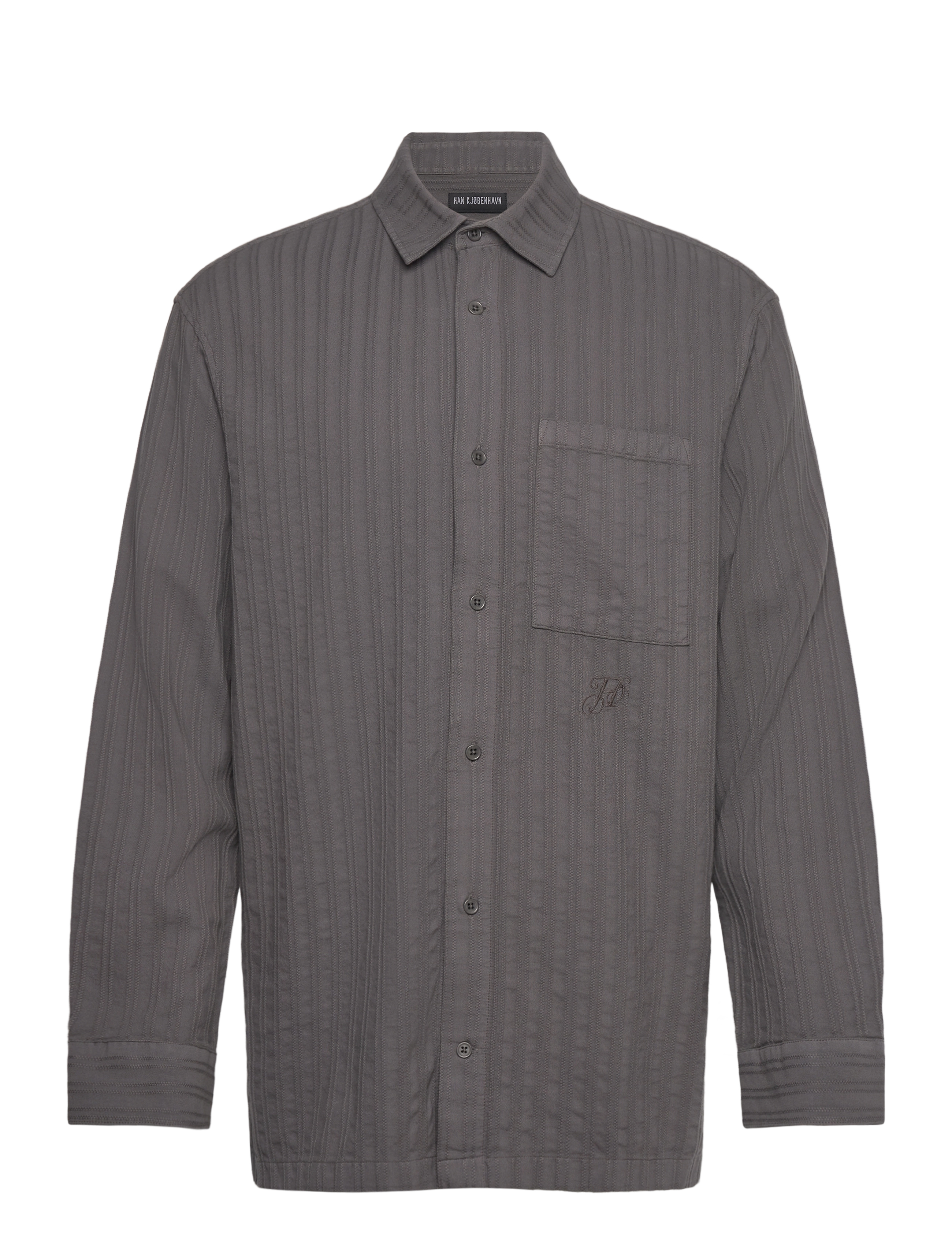 HAN Kjøbenhavn Relaxed Striped Shirt - Skjorter - WARM DARK GREY / grey