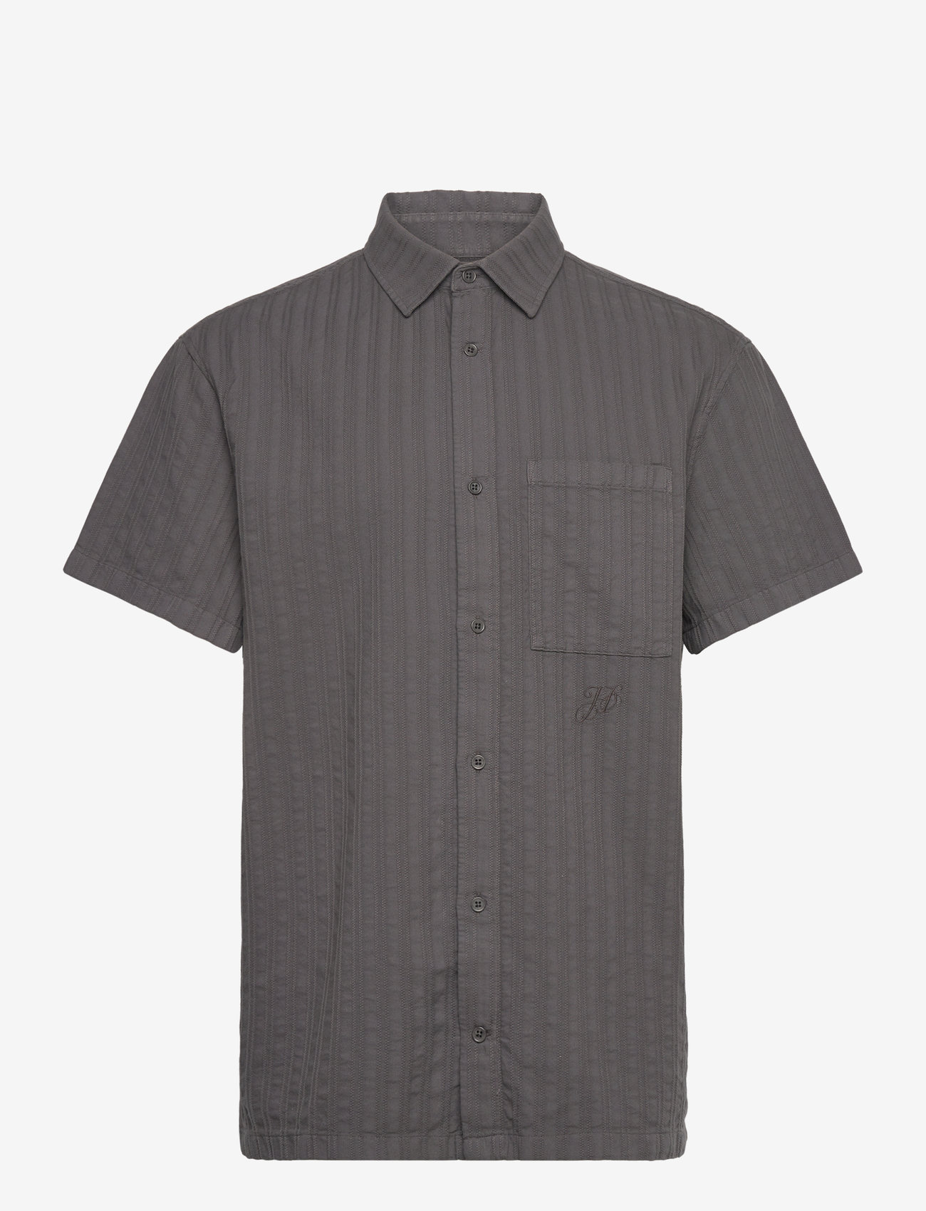 HAN Kjøbenhavn - Relaxed Striped Shirt SS - kortærmede skjorter - dark grey - 0