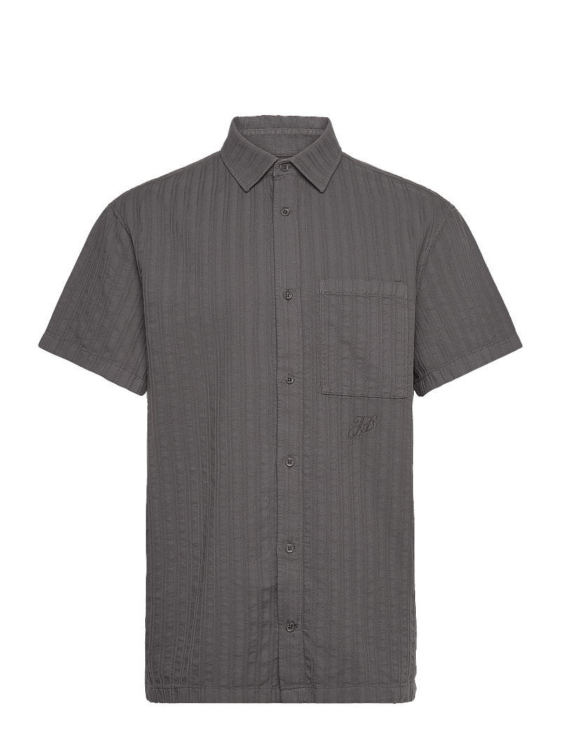 HAN Kjøbenhavn - Relaxed Striped Shirt SS - kortærmede skjorter - dark grey - 0