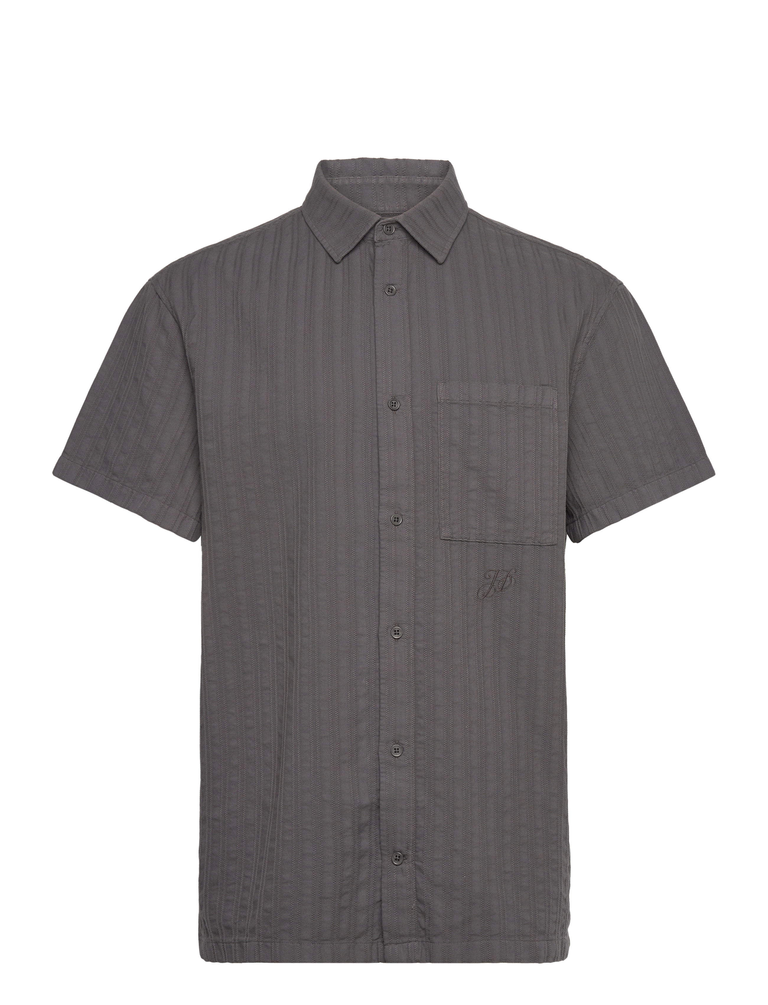 HAN Kjøbenhavn Relaxed Striped Shirt SS - Skjorter - DARK GREY / grey