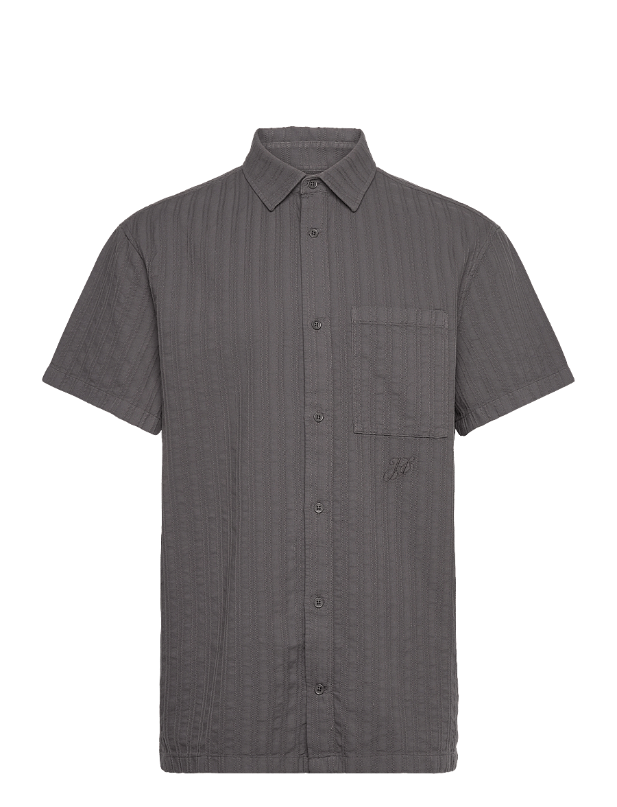 HAN Kjøbenhavn - Relaxed Striped Shirt SS - chemises à manches courtes - dark grey - 0