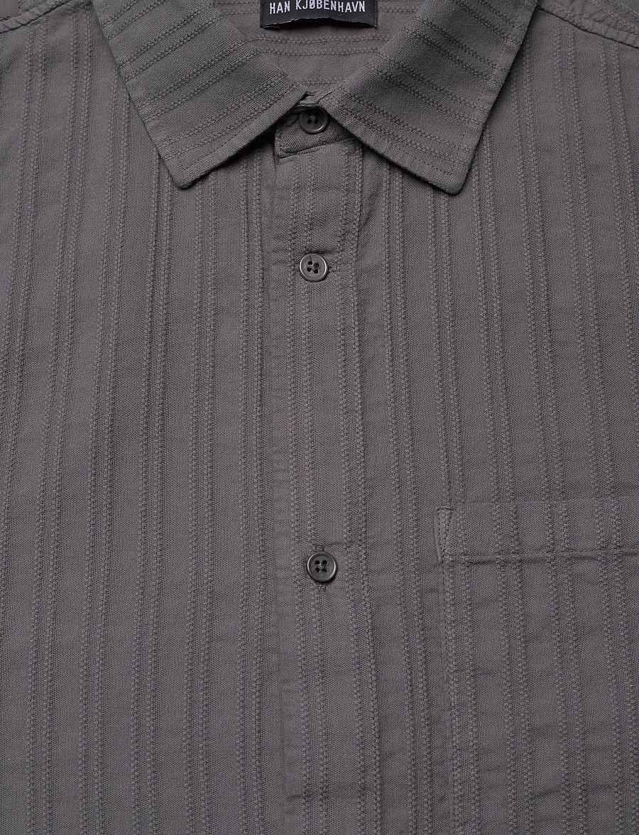 HAN Kjøbenhavn - Relaxed Striped Shirt SS - chemises à manches courtes - dark grey - 2