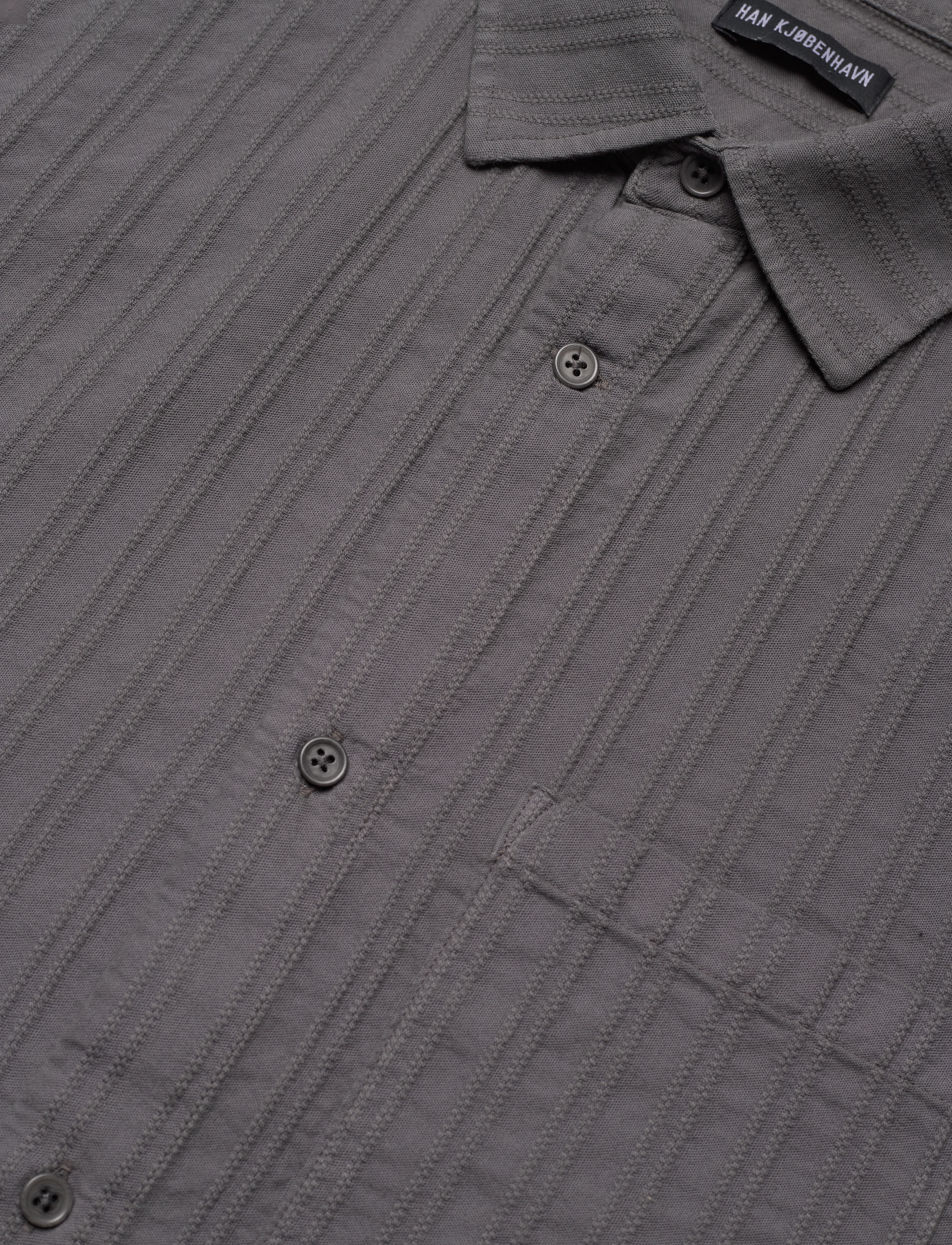 HAN Kjøbenhavn - Relaxed Striped Shirt SS - chemises à manches courtes - dark grey - 3