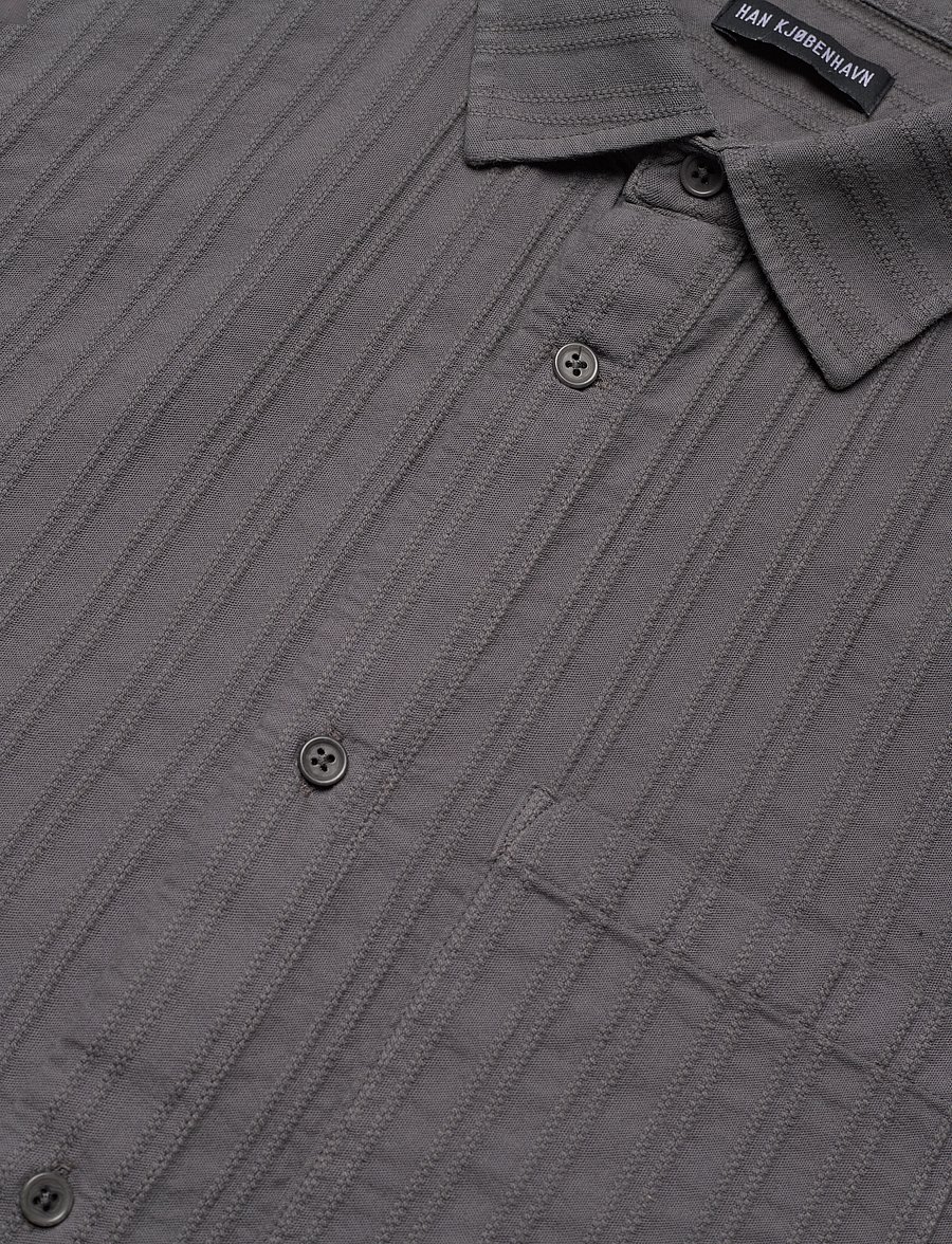 HAN Kjøbenhavn - Relaxed Striped Shirt SS - chemises à manches courtes - dark grey - 3