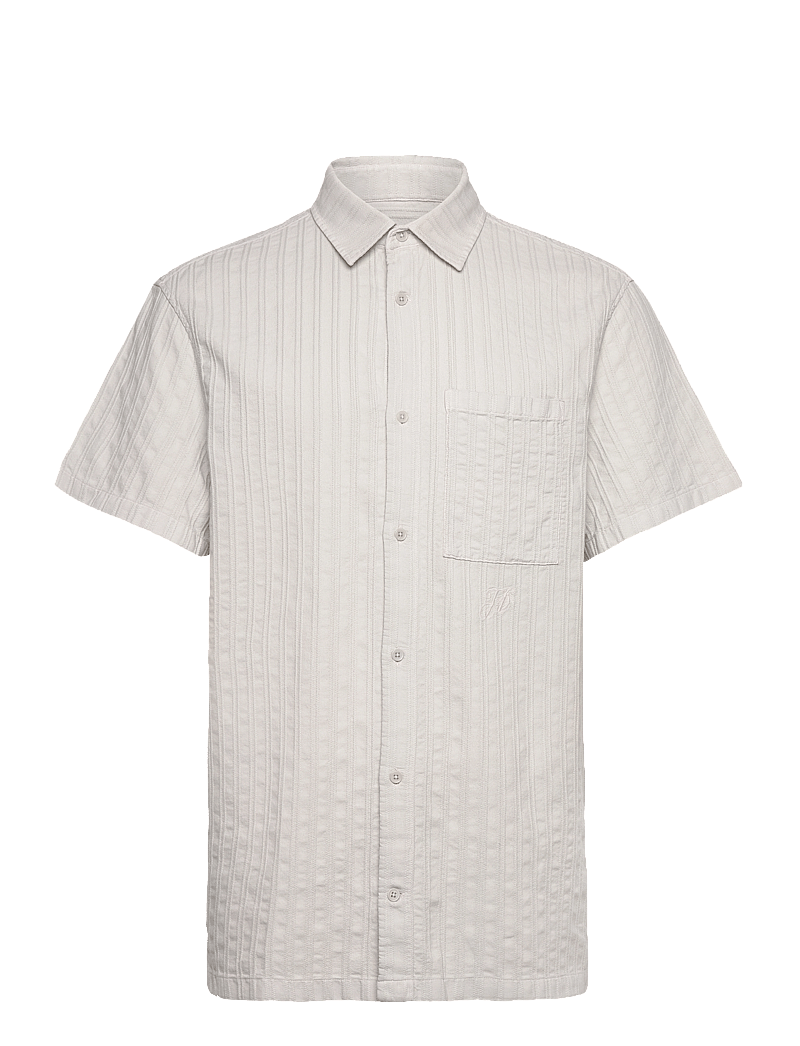 HAN Kjøbenhavn - Relaxed Striped Shirt SS - kortærmede skjorter - light grey - 0