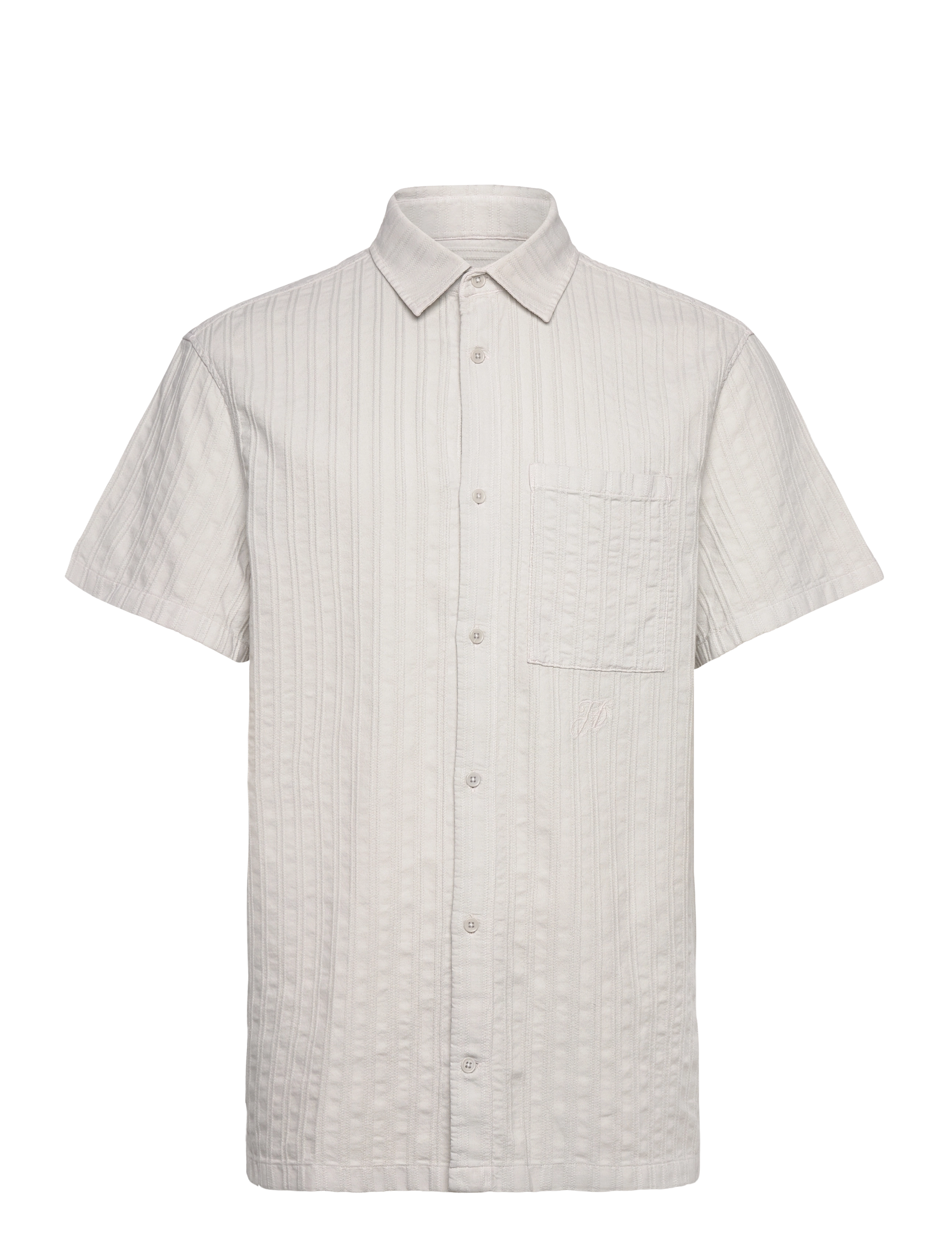 HAN Kjøbenhavn Relaxed Striped Shirt SS - Skjorter - LIGHT GREY / grey
