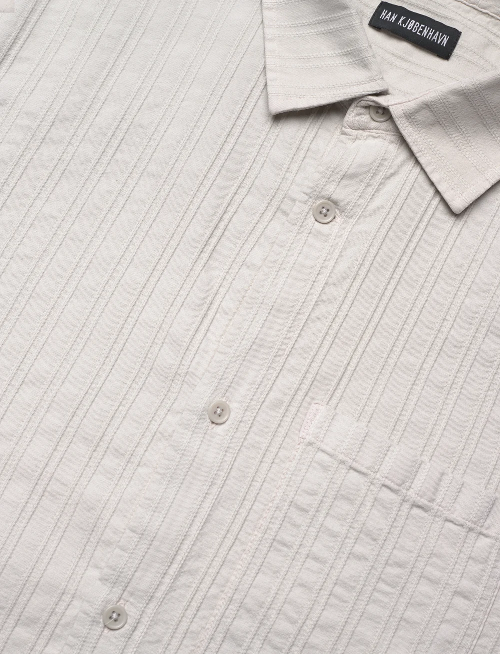 HAN Kjøbenhavn - Relaxed Striped Shirt SS - krekli ar īsām piedurknēm - light grey - 3