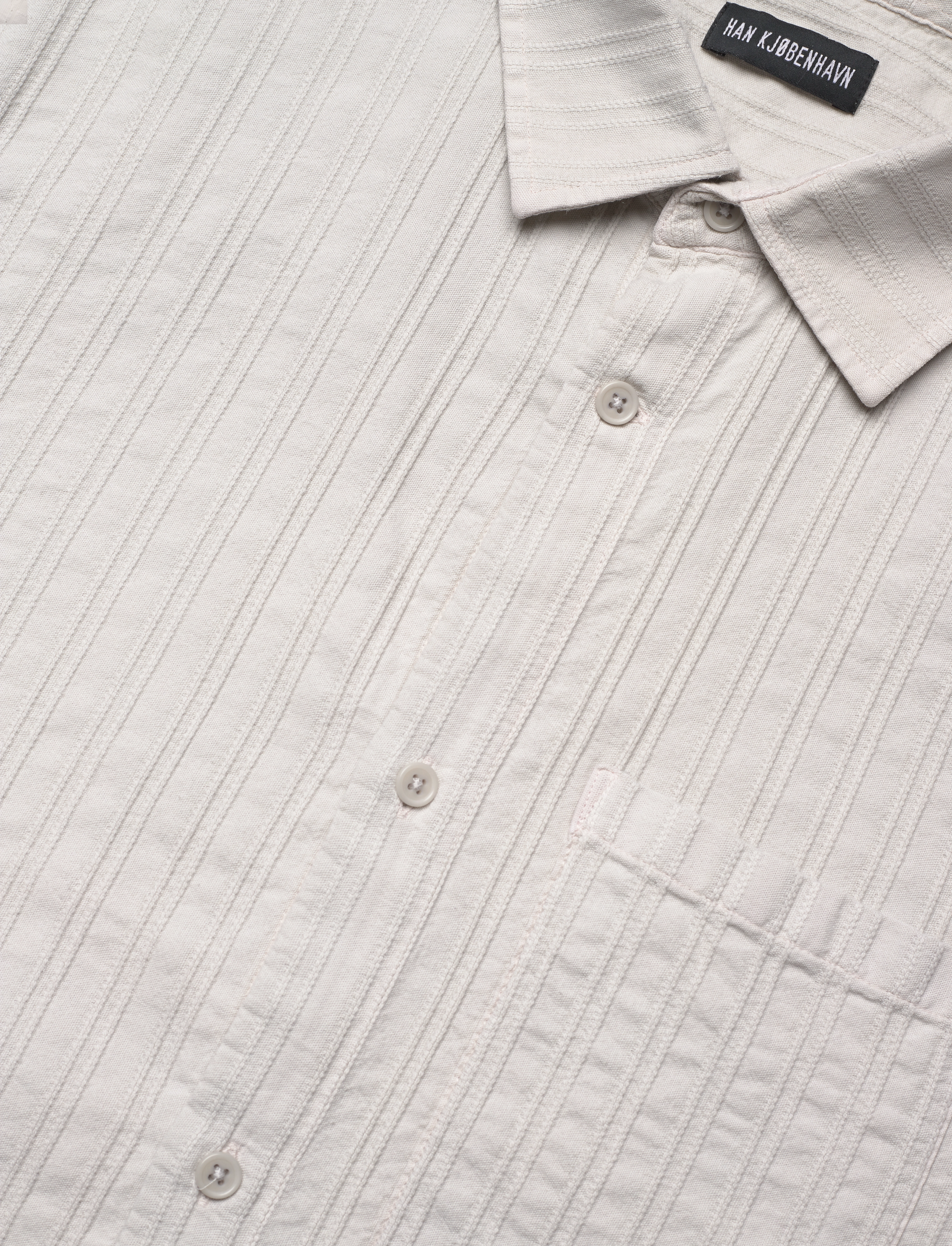 HAN Kjøbenhavn - Relaxed Striped Shirt SS - chemises à manches courtes - light grey - 3