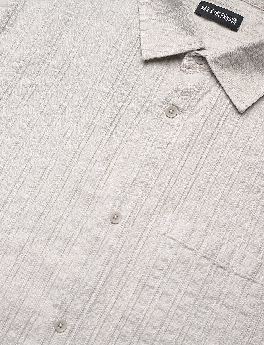 HAN Kjøbenhavn - Relaxed Striped Shirt SS - chemises à manches courtes - light grey - 3