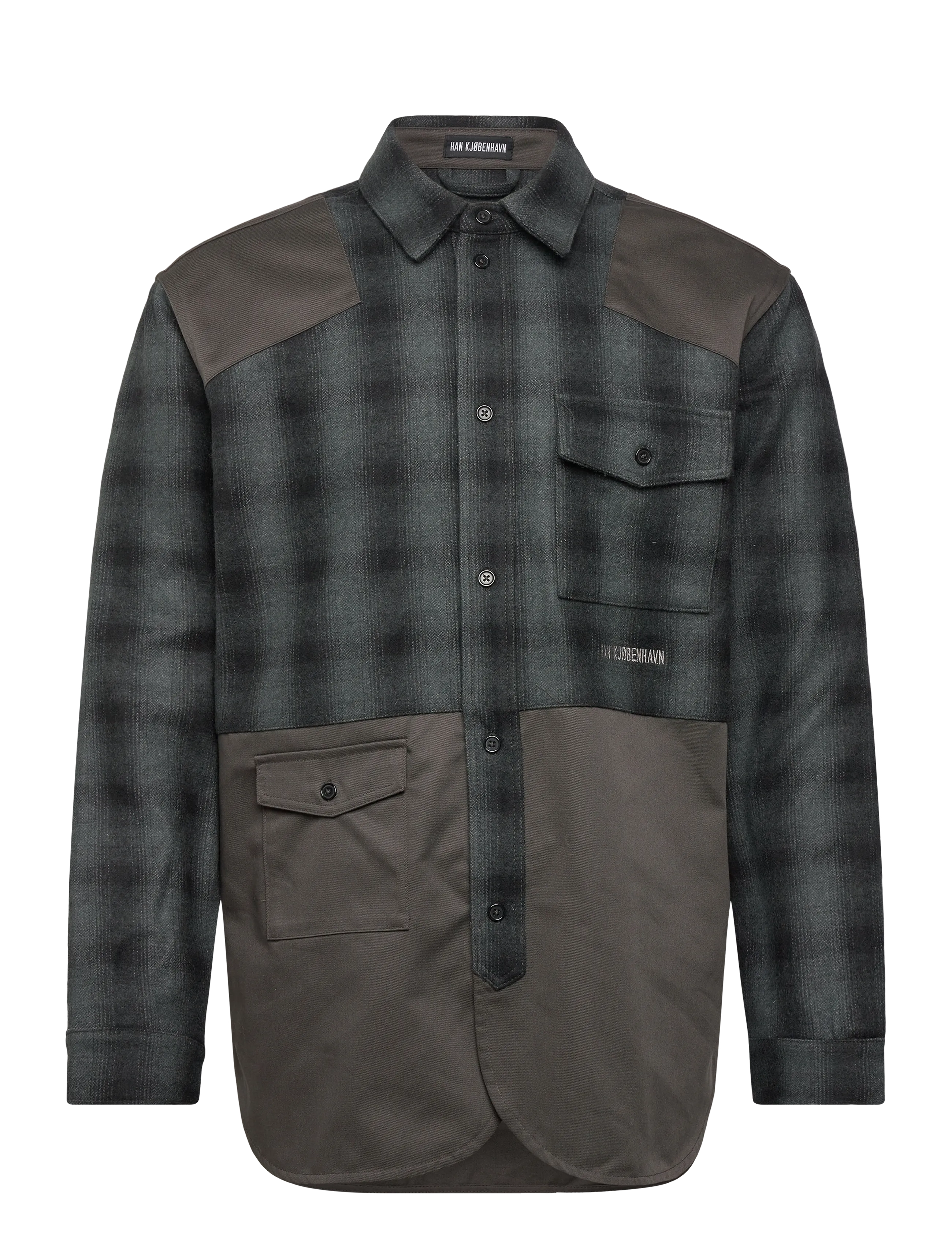 HAN KJØBENHAVN Patch Army Shirt Grau - 50 - Herren