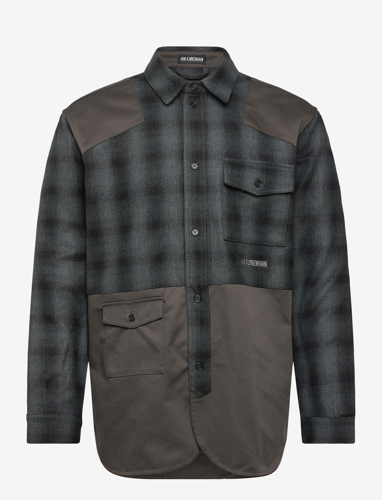 HAN Kjøbenhavn - Patch Army Shirt - flanellskjortor - dark grey - 1