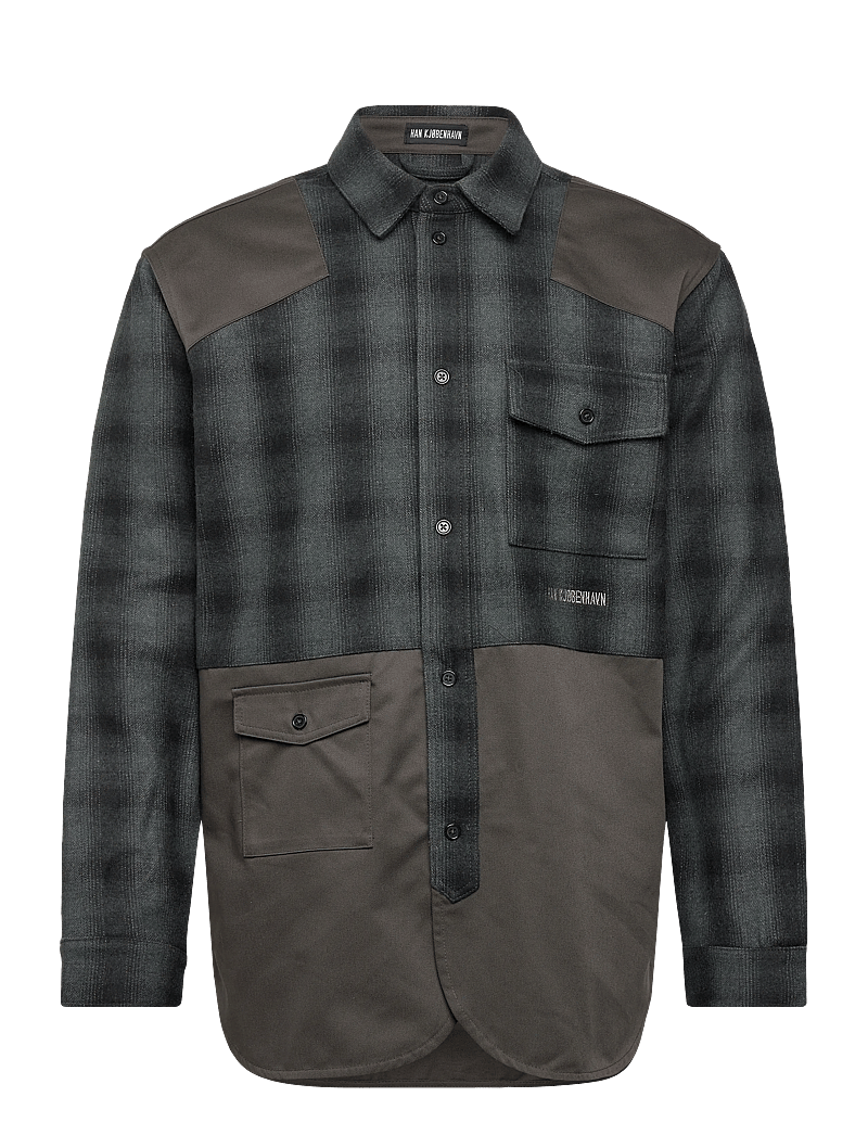 HAN Kjøbenhavn - Patch Army Shirt - flanellskjortor - dark grey - 1