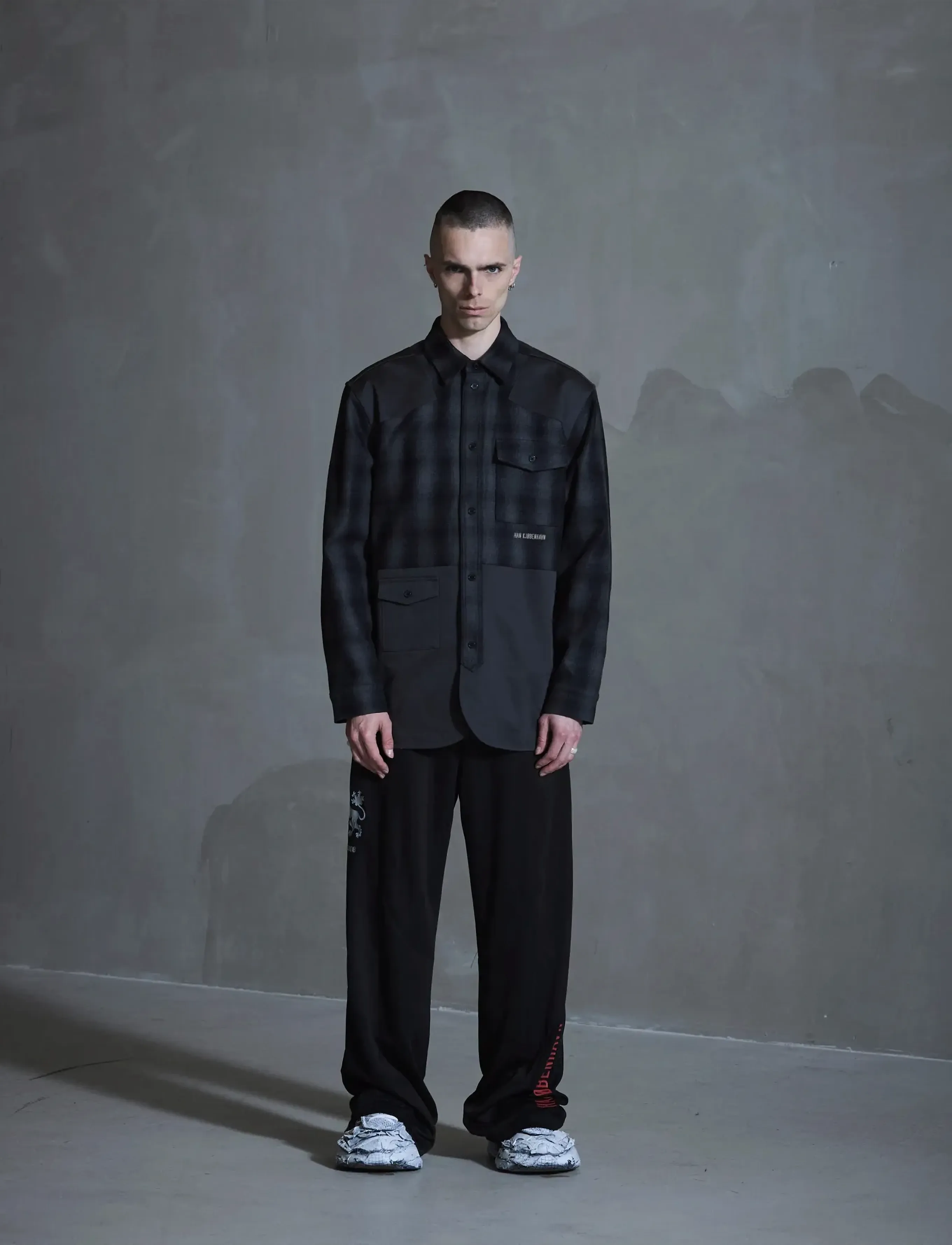 HAN Kjøbenhavn Patch Army Shirt, Mænd, Ternede Patch Skjortejakke, Grå, Str: 50