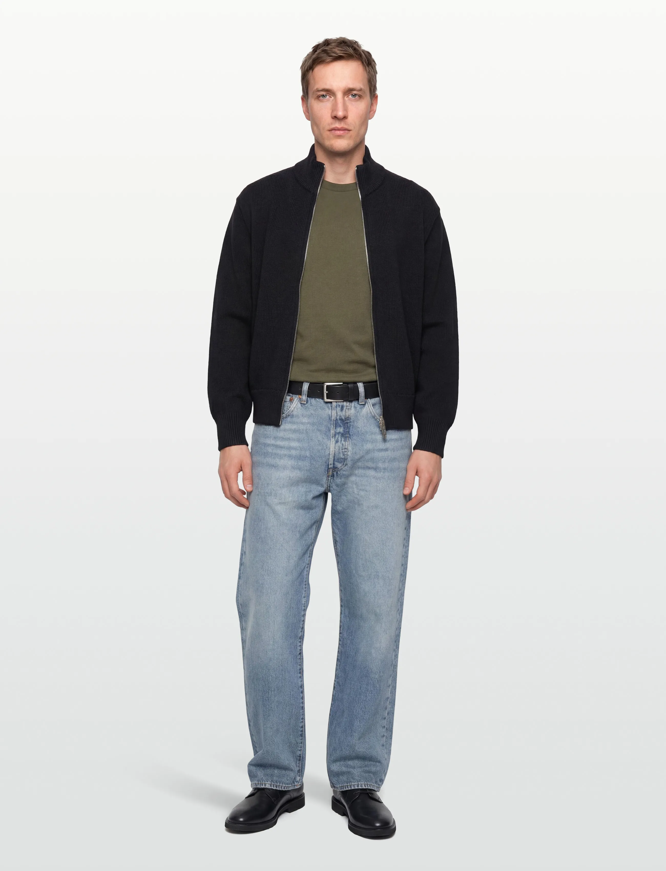 HAN Kjøbenhavn Diamond Knit Cardigan, M, Black, Strik > Trøjer Med Fuld Lynlås, Herre