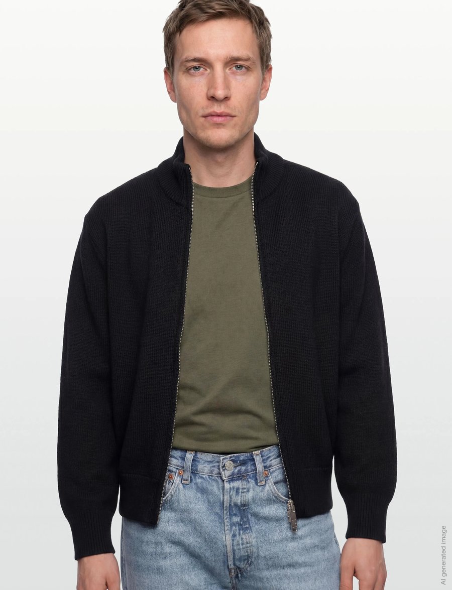HAN Kjøbenhavn - Diamond Knit Cardigan - pullover mit durchgehendem reißverschluss - black - 3