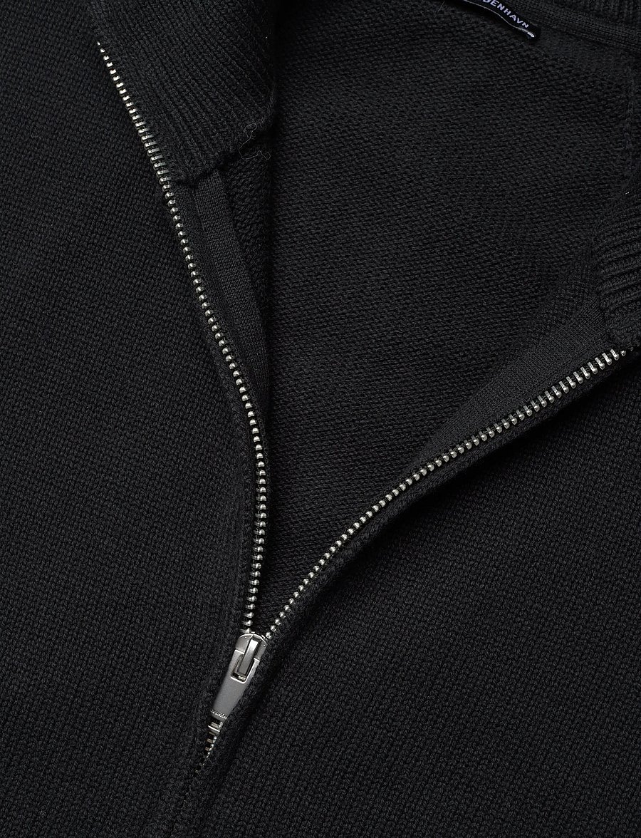 HAN Kjøbenhavn - Diamond Knit Cardigan - pullover mit durchgehendem reißverschluss - black - 5