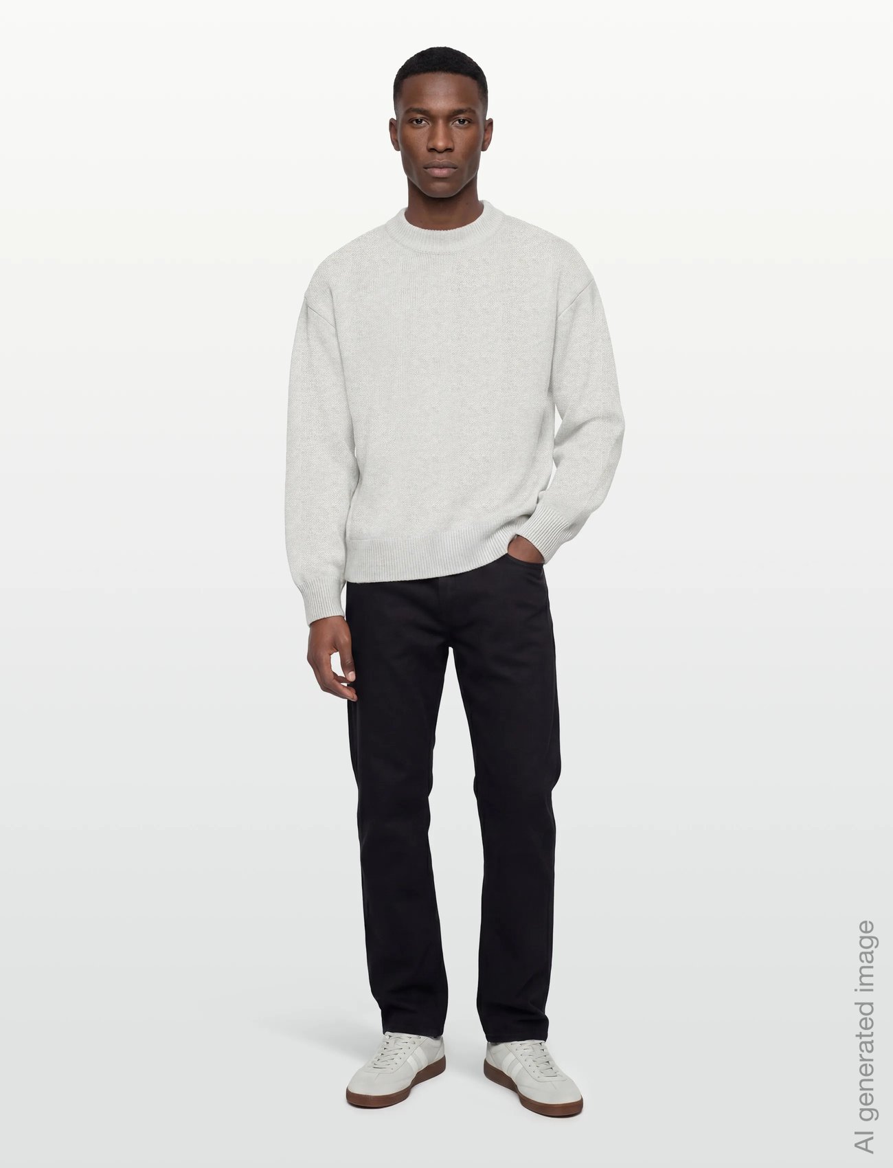 Diamond Knit Sweater - GREY MELANGE