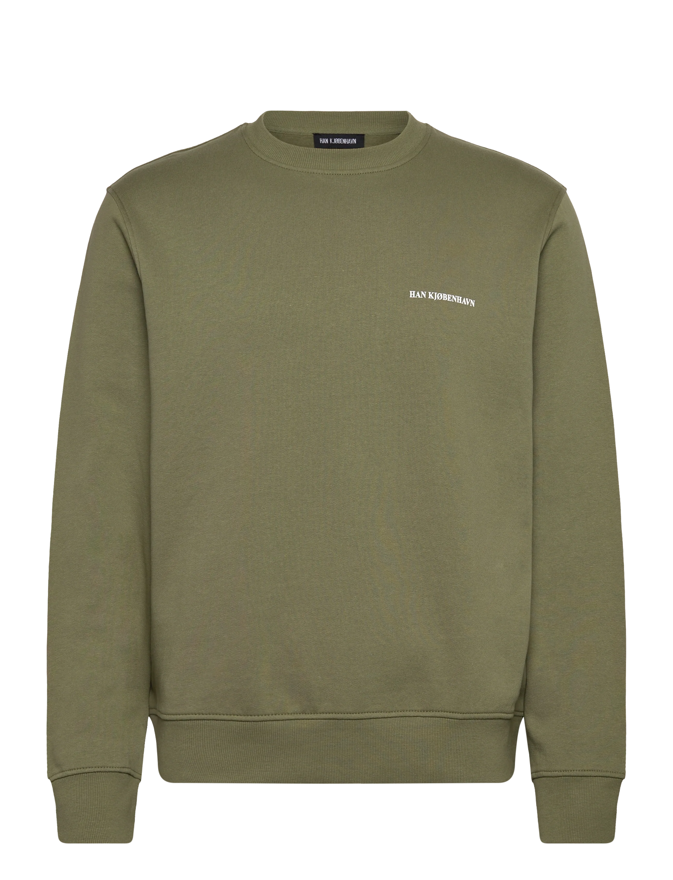 HAN Kjøbenhavn Regular Crewneck, Rundhalset Sweatshirt, Kakigrøn, Str: XL
