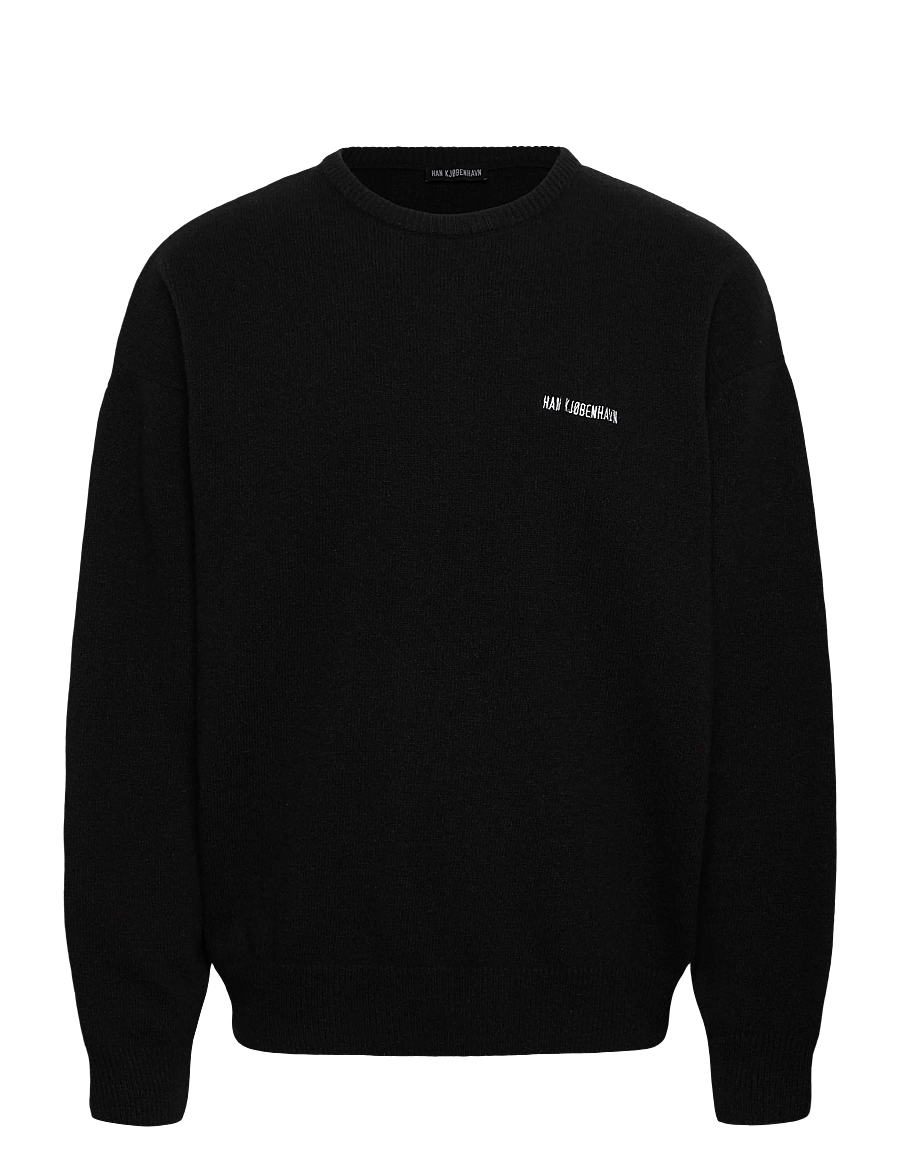 HAN Kjøbenhavn - Logo Relaxed Knit Sweater - rundhalsad - black - 0